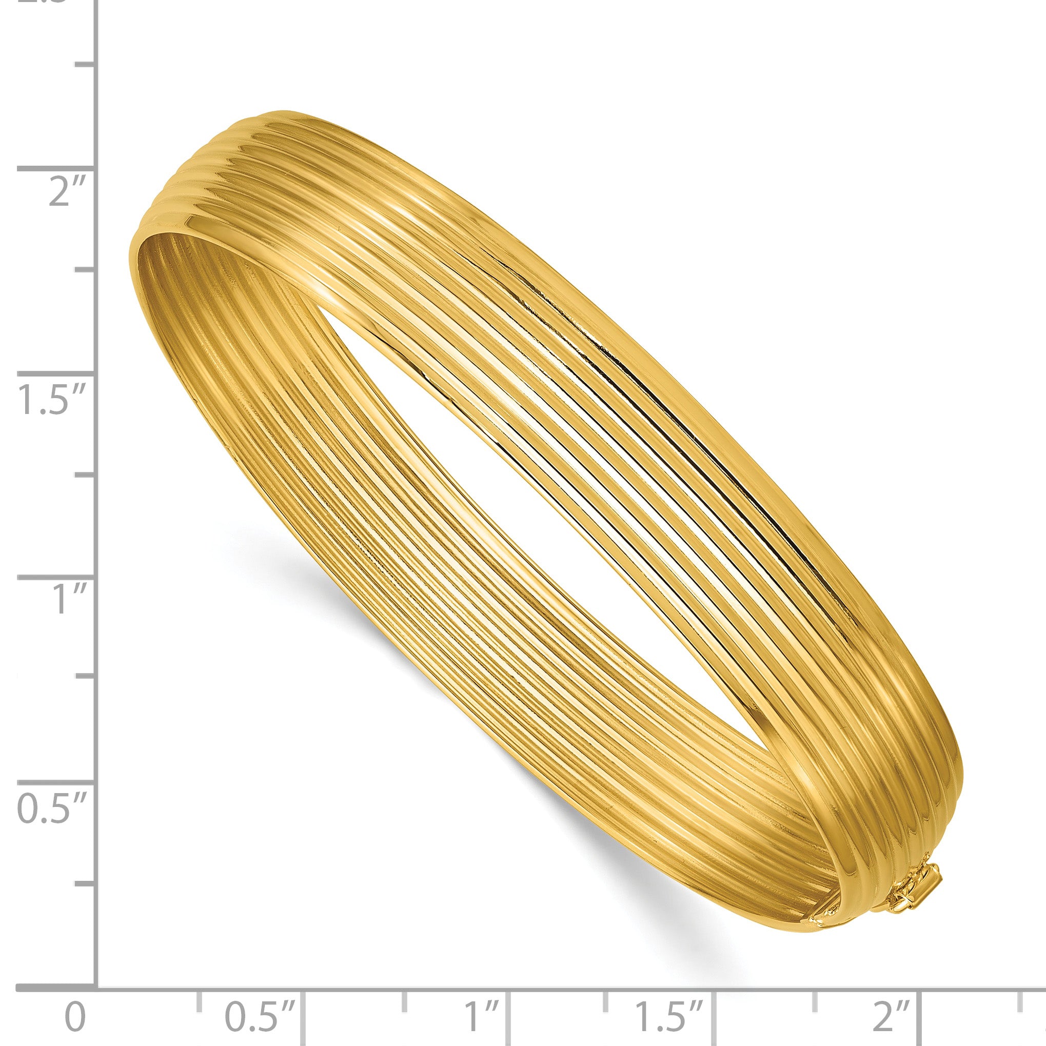 14K Yellow Gold Grooved Bangle Bracelet