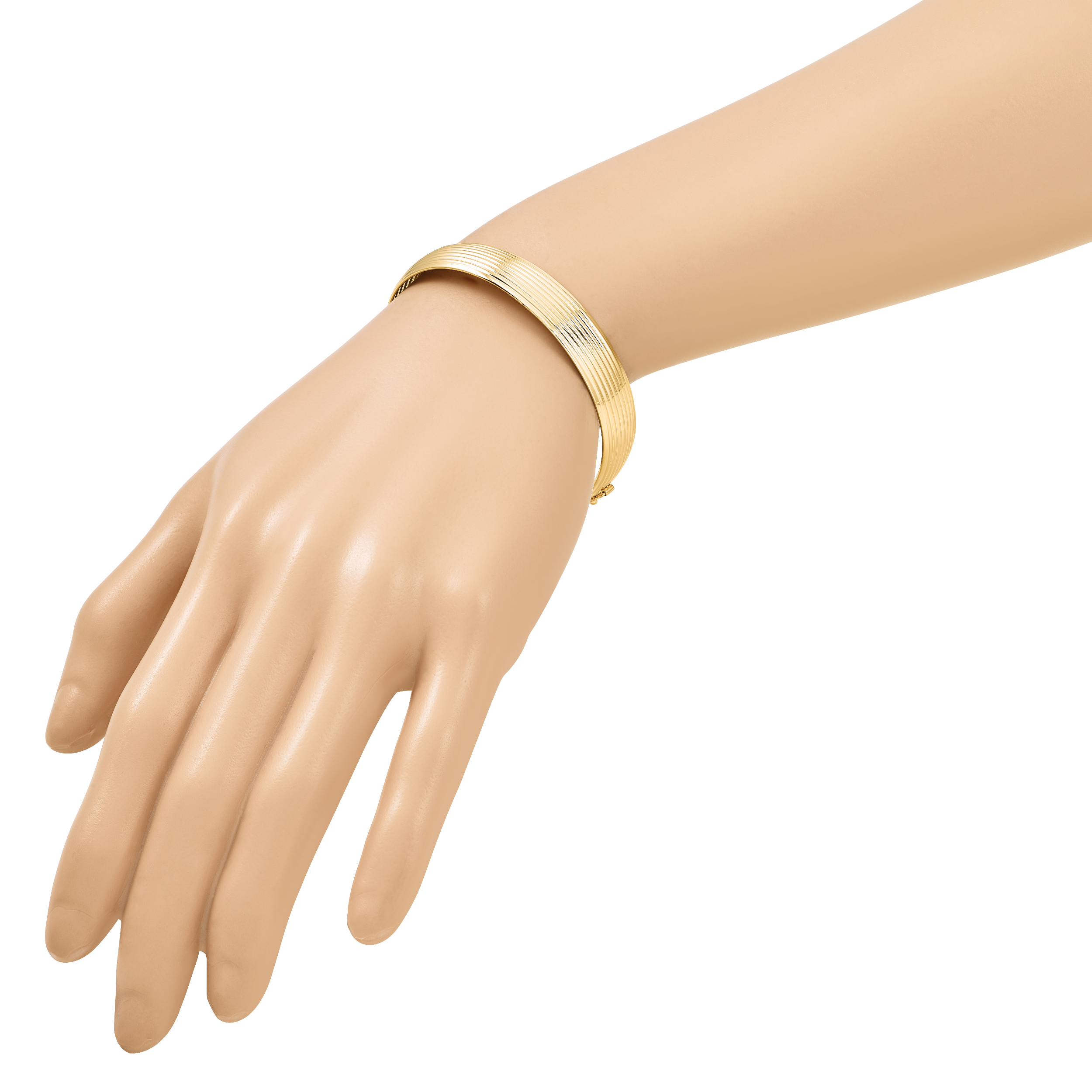 14K Yellow Gold Grooved Bangle Bracelet