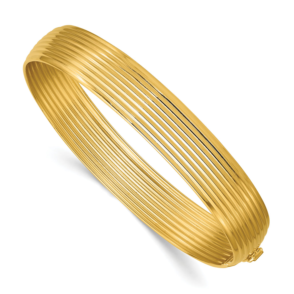 14K Yellow Gold Grooved Bangle Bracelet