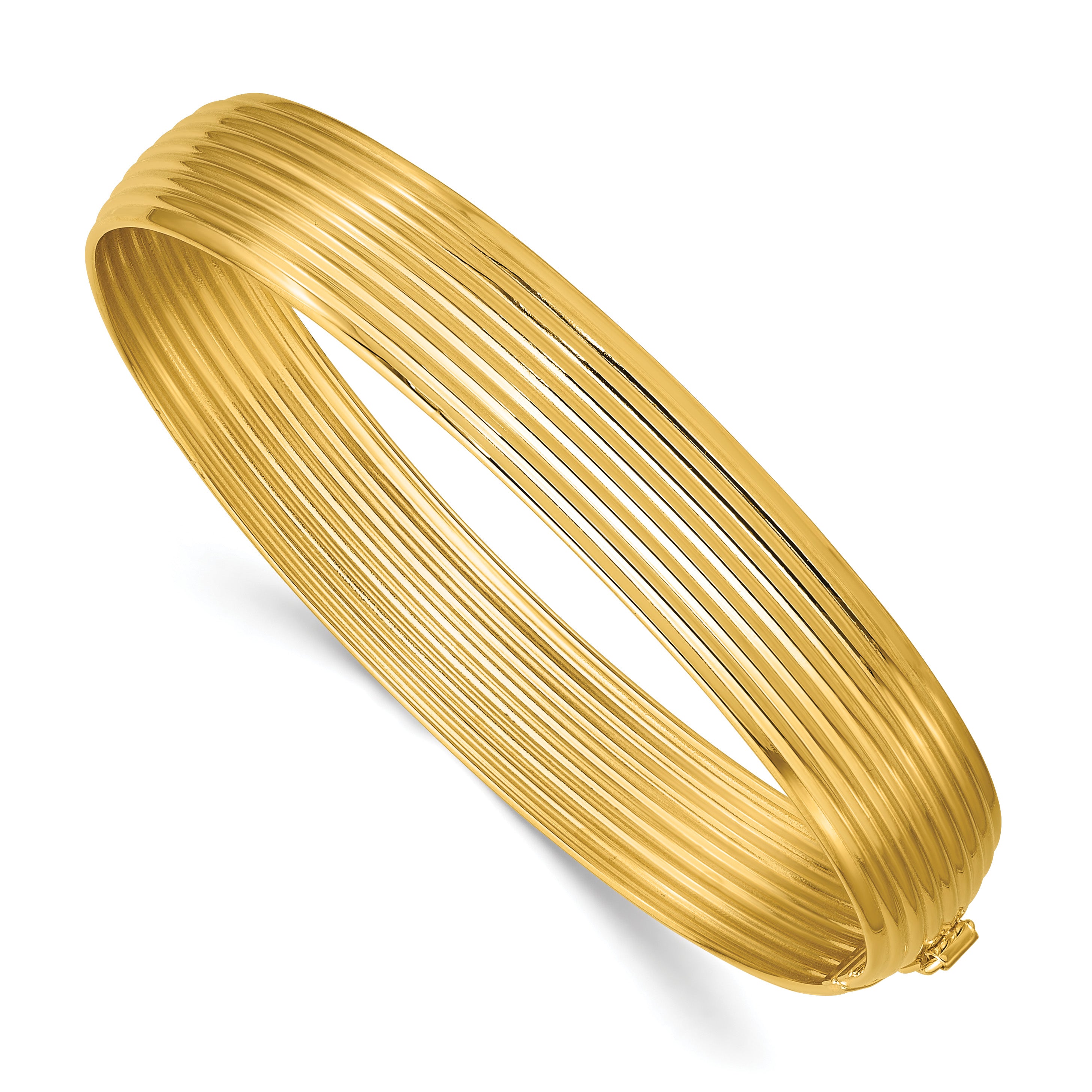 14K Yellow Gold Grooved Bangle Bracelet