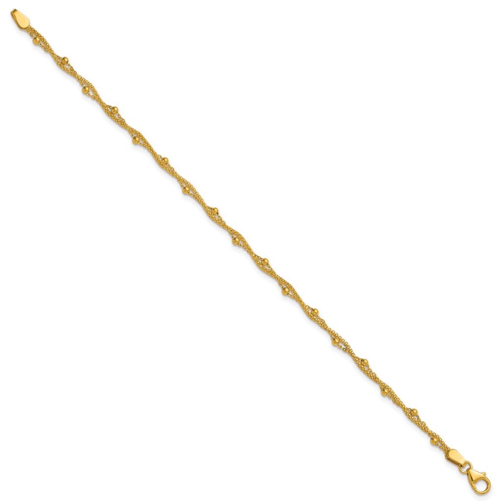 14K Yellow Gold Twisted Bracelet, 7 in