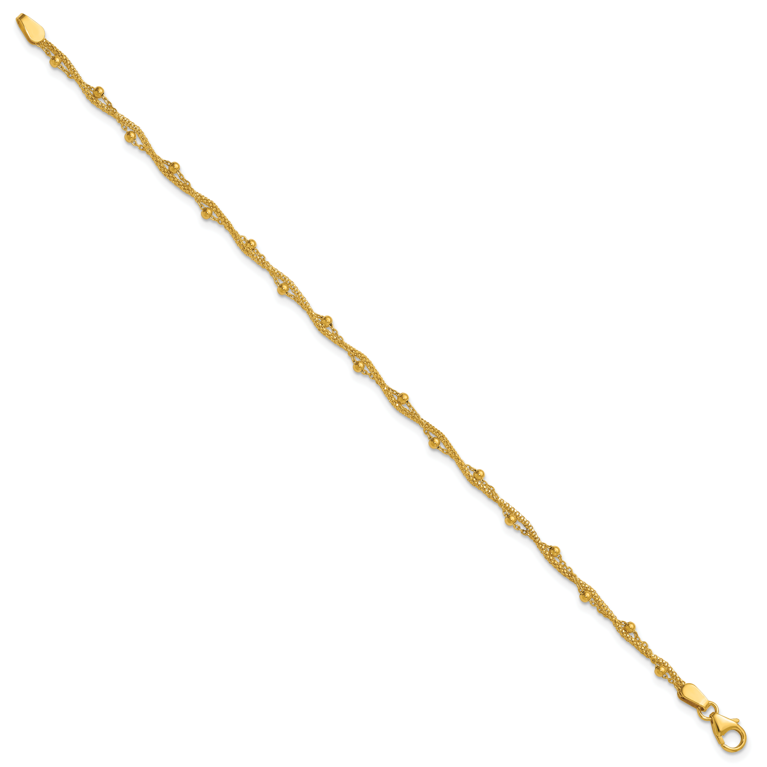 14K Yellow Gold Twisted Bracelet, 7 in