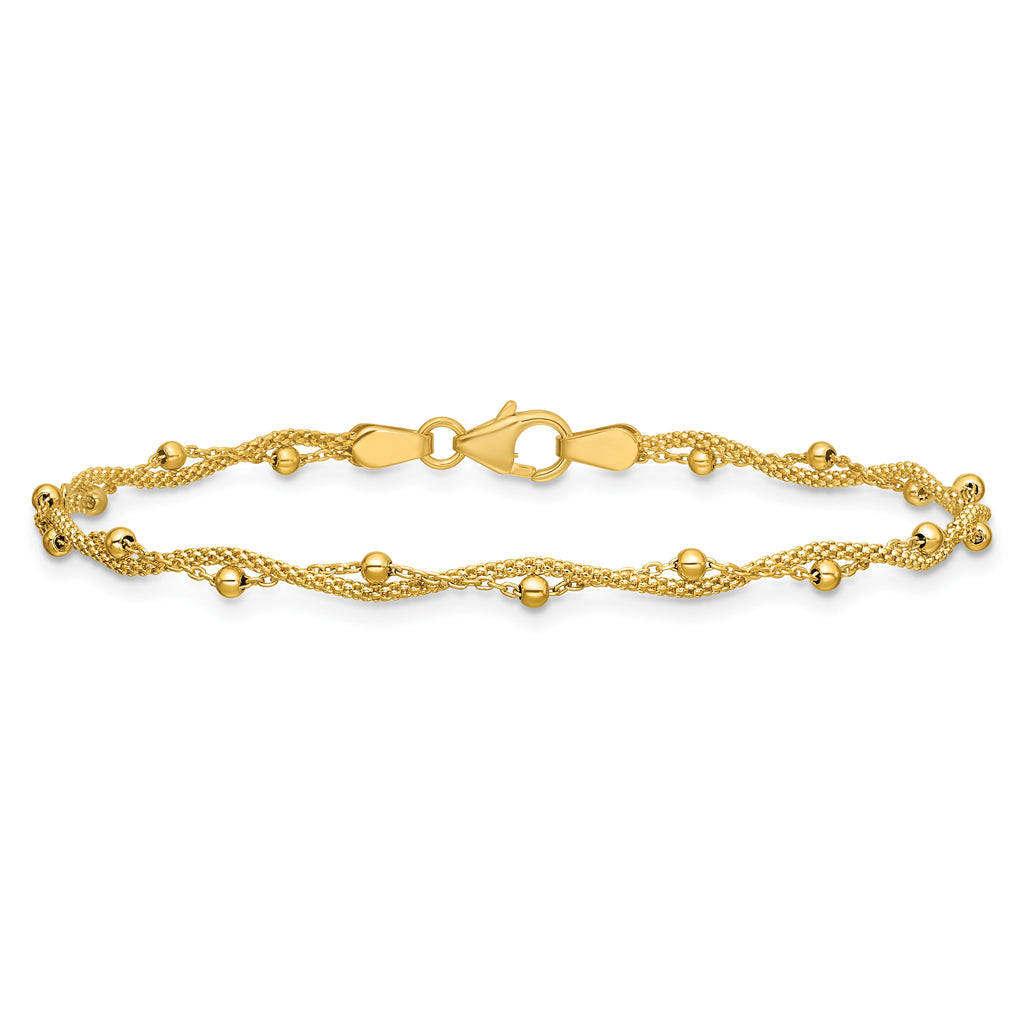 14K Yellow Gold Twisted Bracelet, 7 in