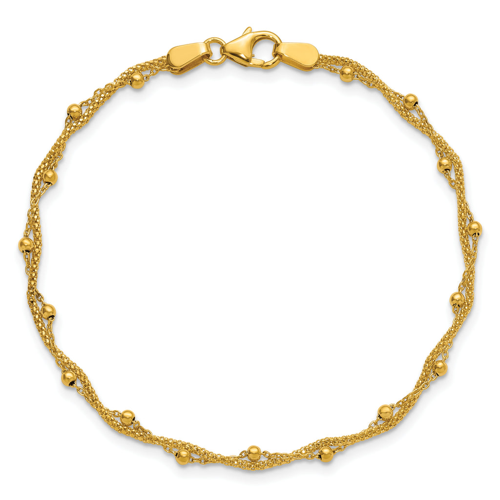 14K Yellow Gold Twisted Bracelet, 7 in
