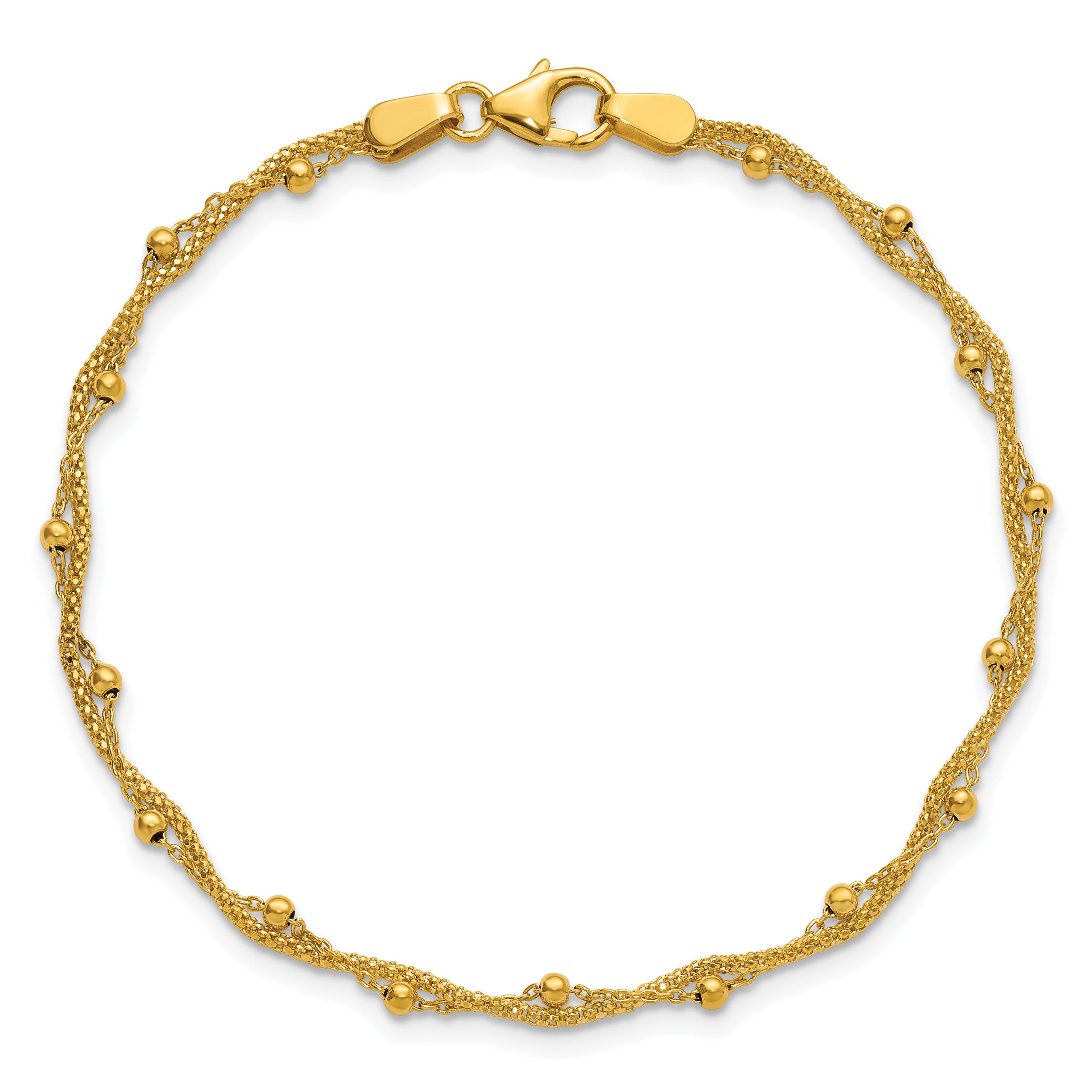 14K Yellow Gold Twisted Bracelet, 7 in
