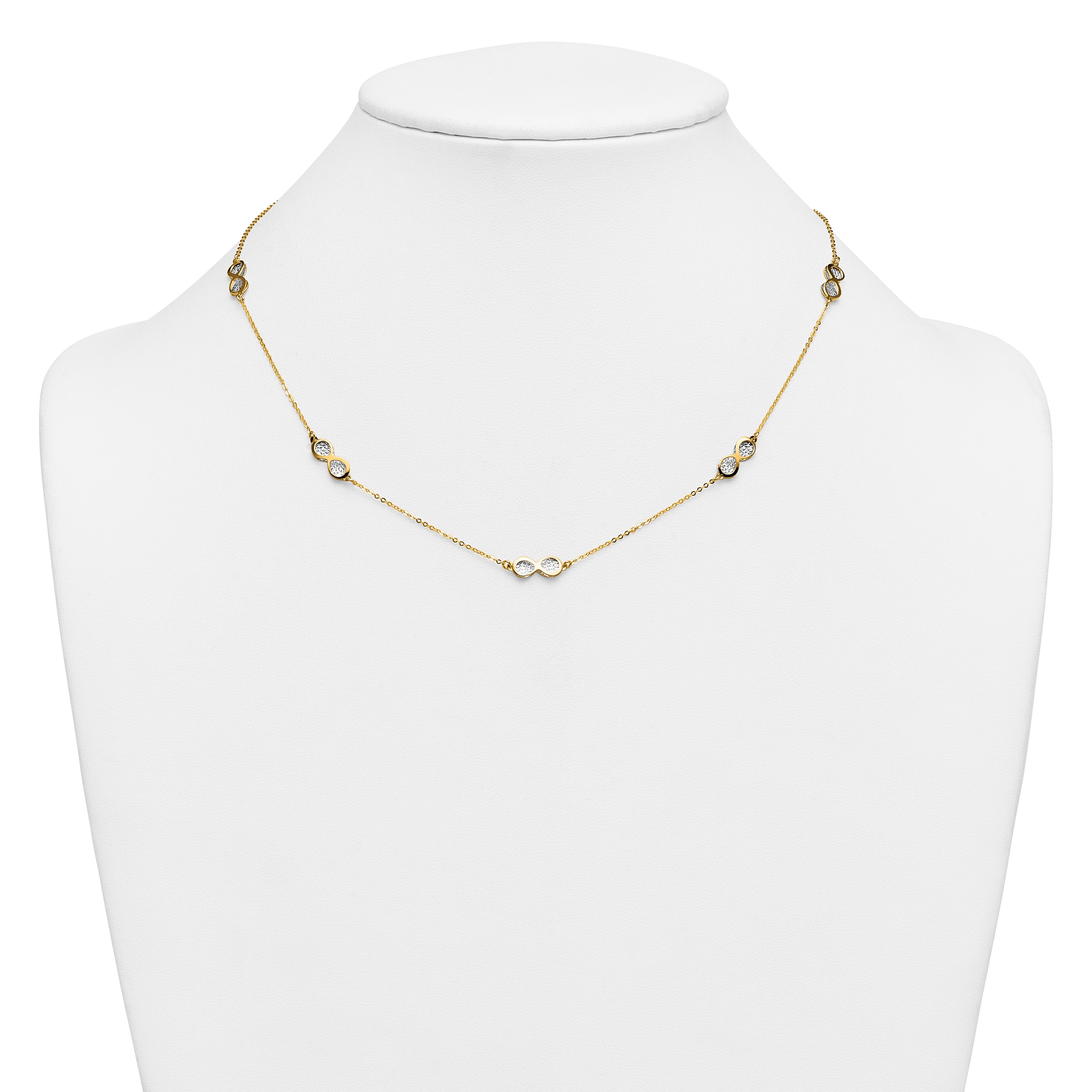 14K Yellow Gold Cable Infinity Cable Chain Necklace, 18 in