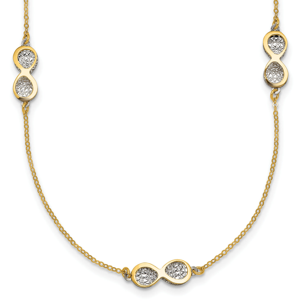 14K Yellow Gold Cable Infinity Cable Chain Necklace, 18 in