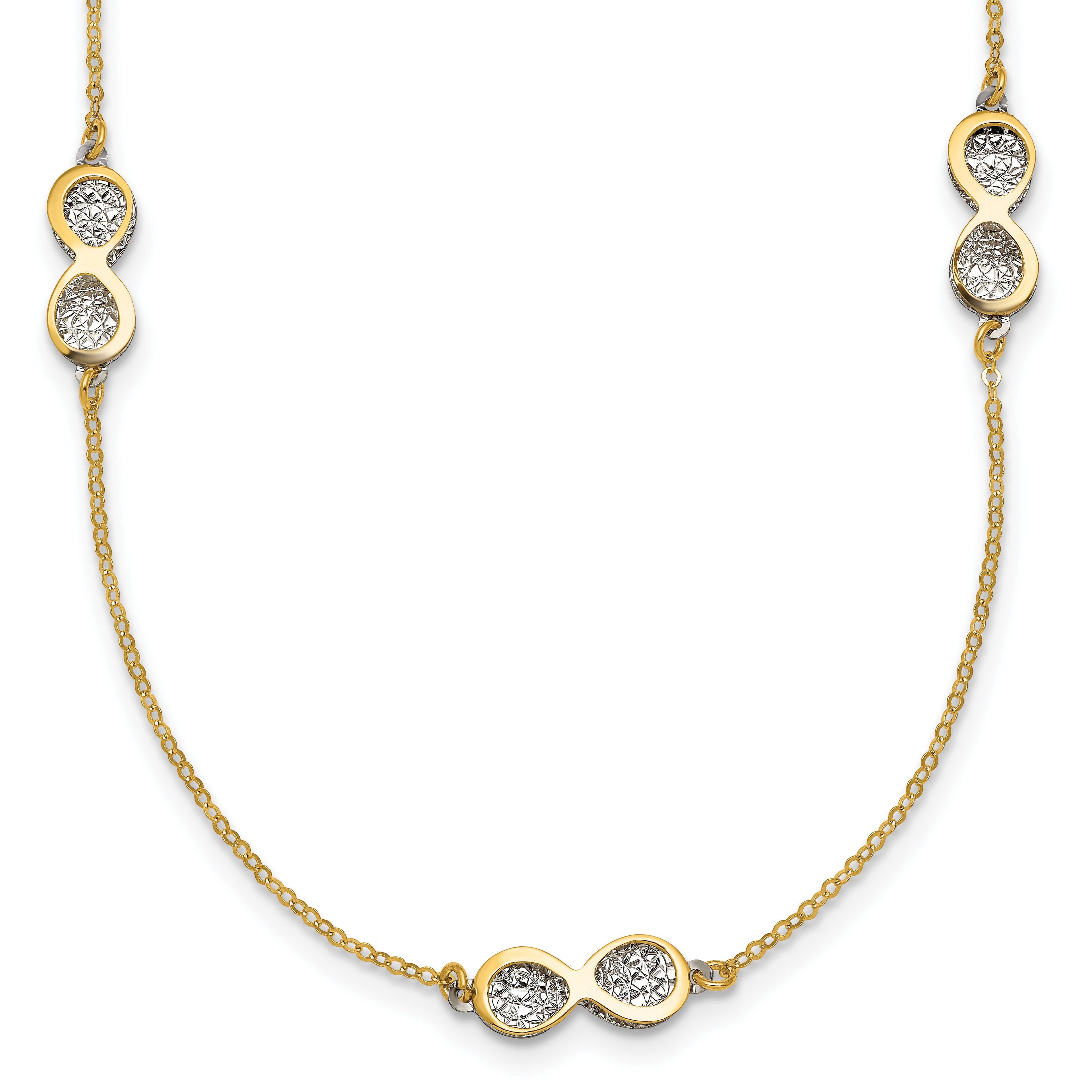 14K Yellow Gold Cable Infinity Cable Chain Necklace, 18 in