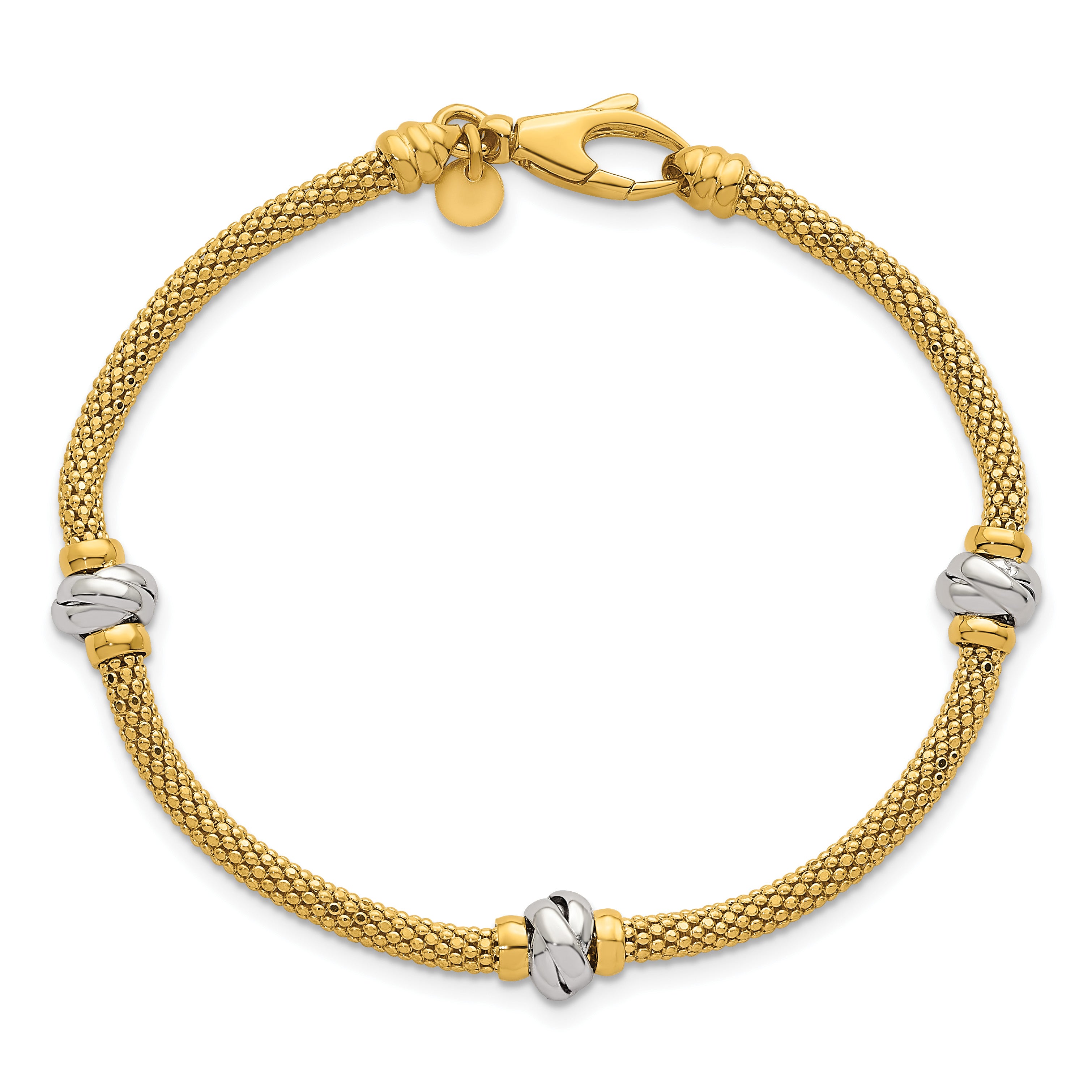 14K Yellow Gold Textured Bracelet, 7.5 in