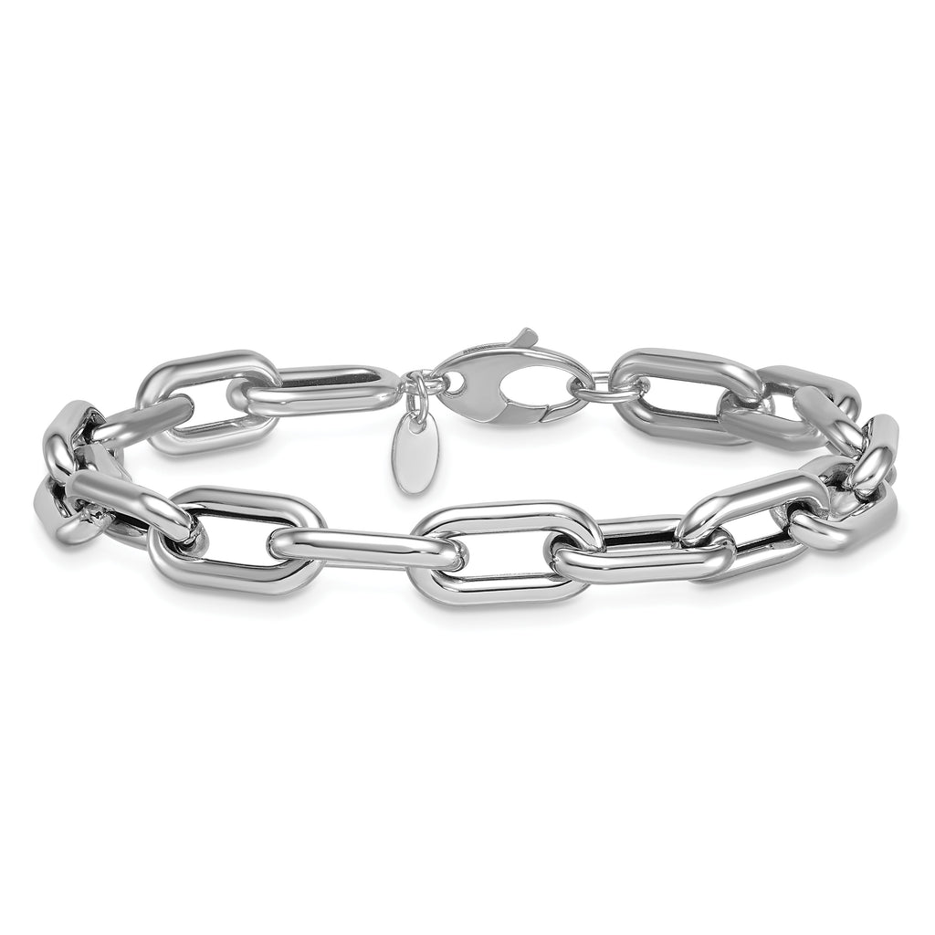 14K White Gold Polished Link Bracelet, 7.5 in