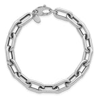14K White Gold Polished Link Bracelet, 7.5 in