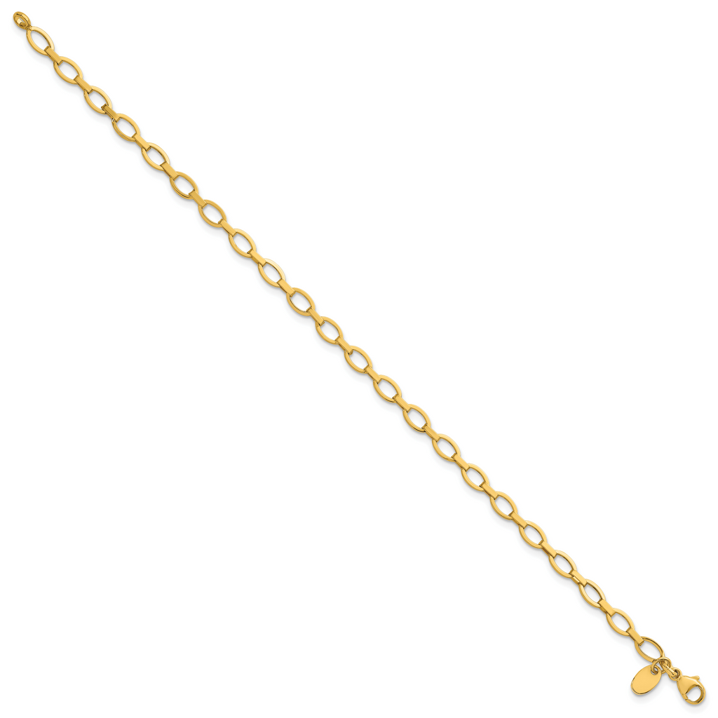 14K Yellow Gold Polished Link Bracelet, 7.5 in