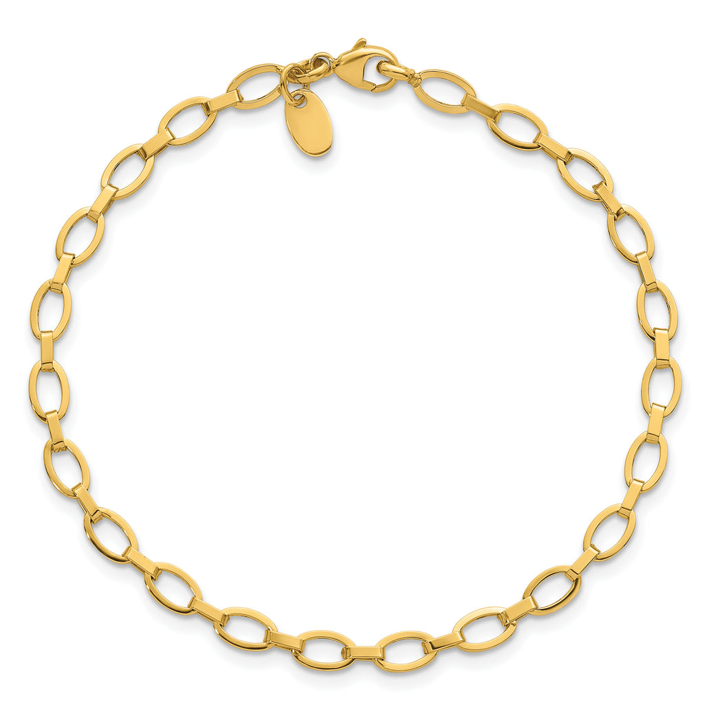 14K Yellow Gold Polished Link Bracelet, 7.5 in