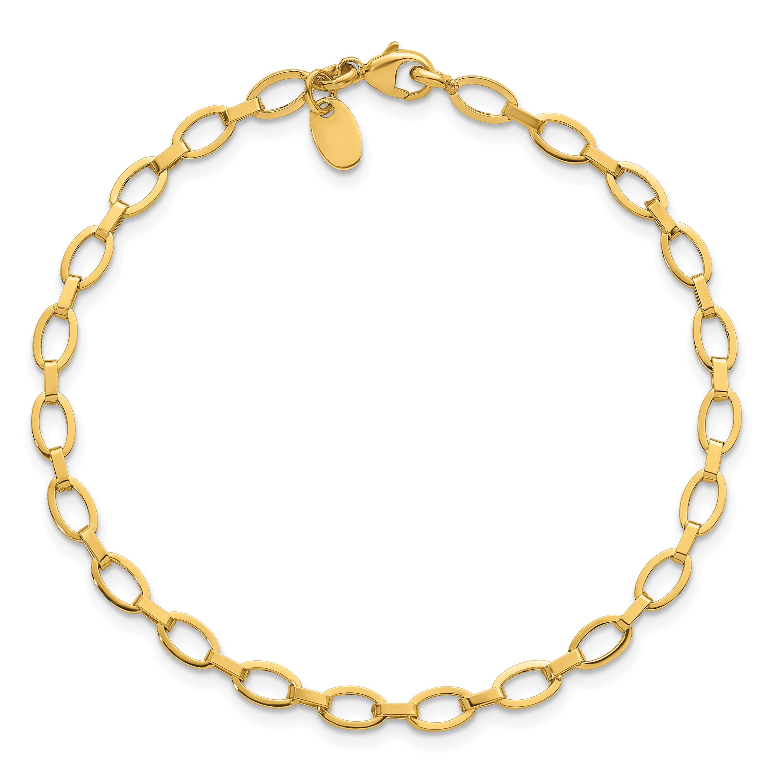 14K Yellow Gold Polished Link Bracelet, 7.5 in