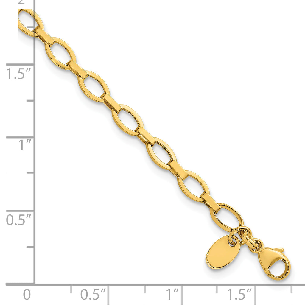14K Yellow Gold Polished Link Bracelet, 7.5 in