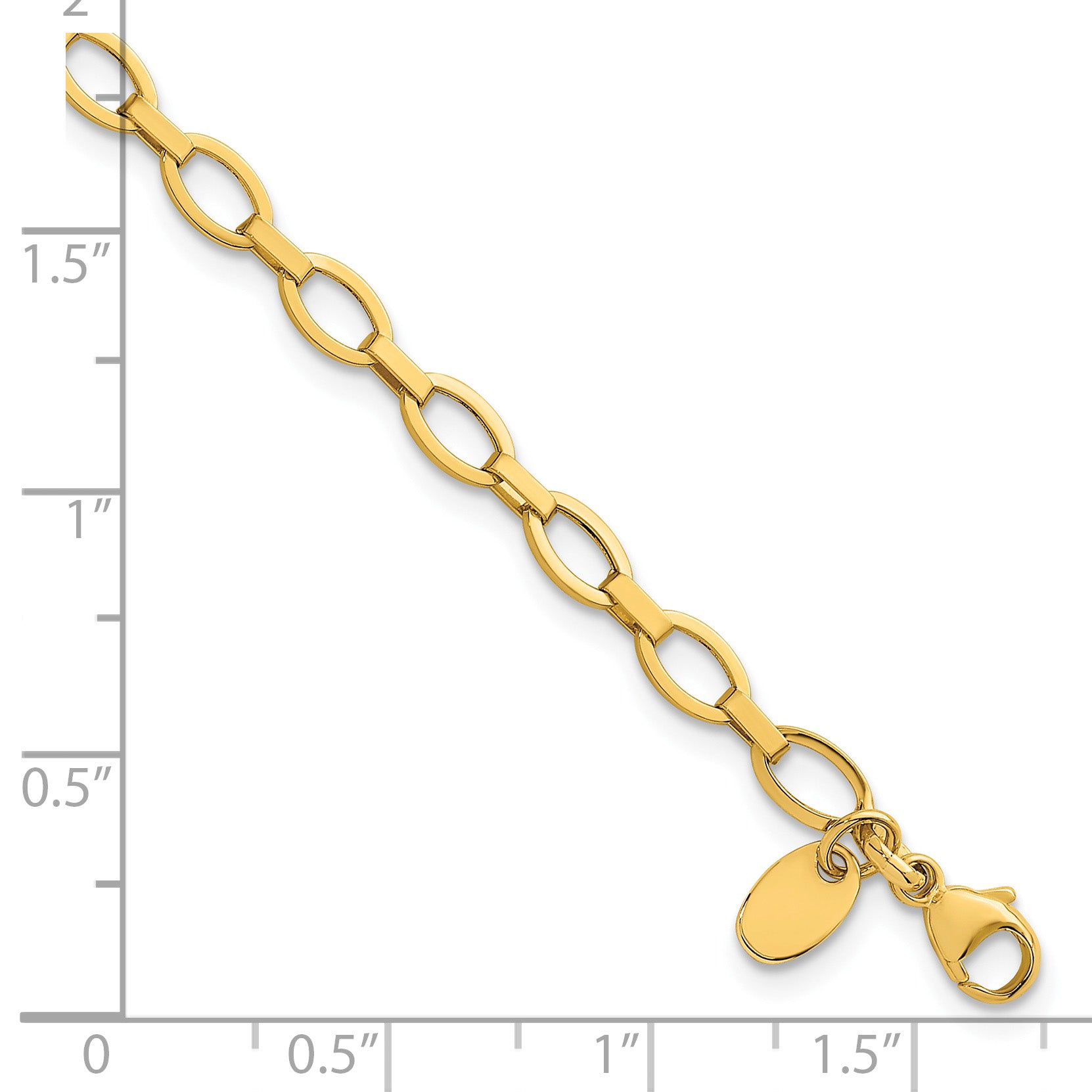 14K Yellow Gold Polished Link Bracelet, 7.5 in