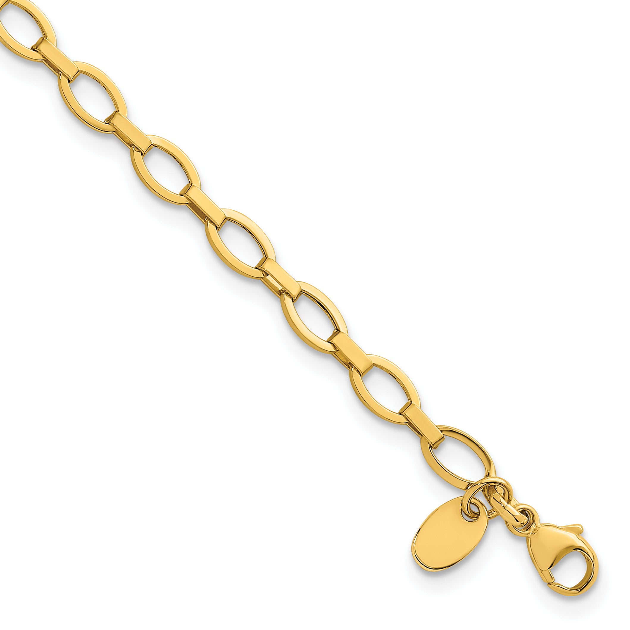 14K Yellow Gold Polished Link Bracelet, 7.5 in