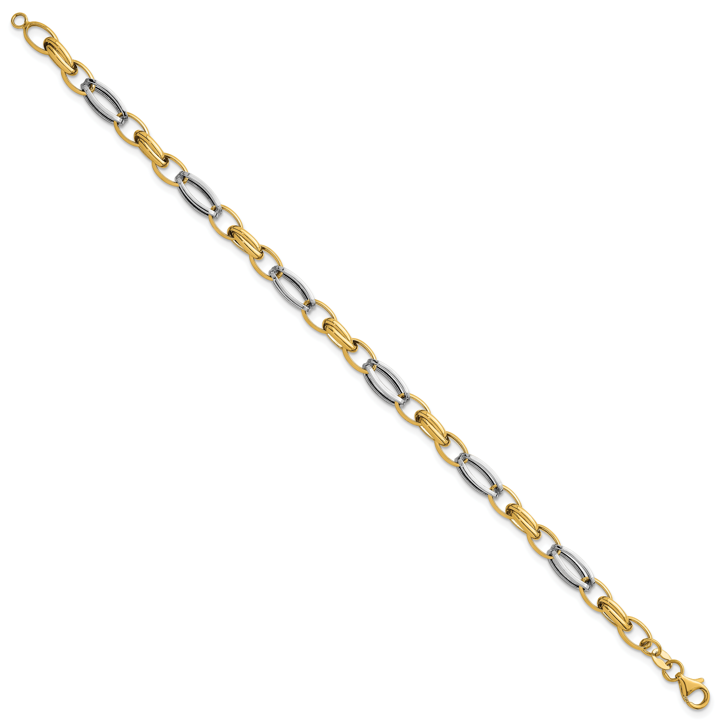14K Yellow Gold Polished Link Bracelet, 7.5 in