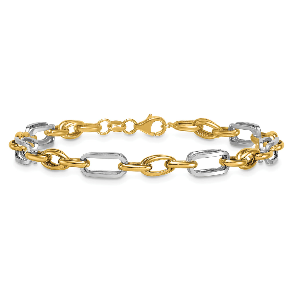 14K Yellow Gold Polished Link Bracelet, 7.5 in