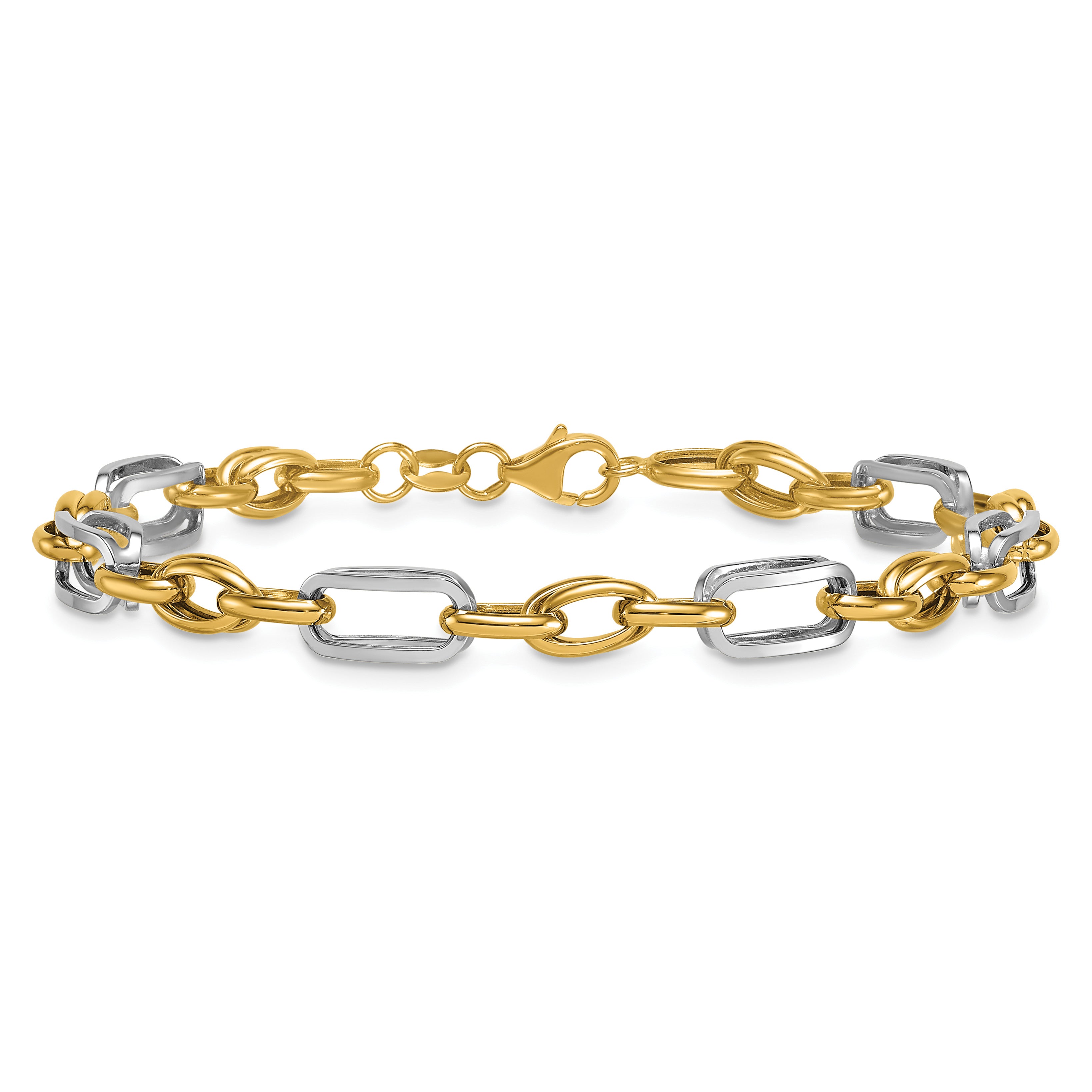 14K Yellow Gold Polished Link Bracelet, 7.5 in