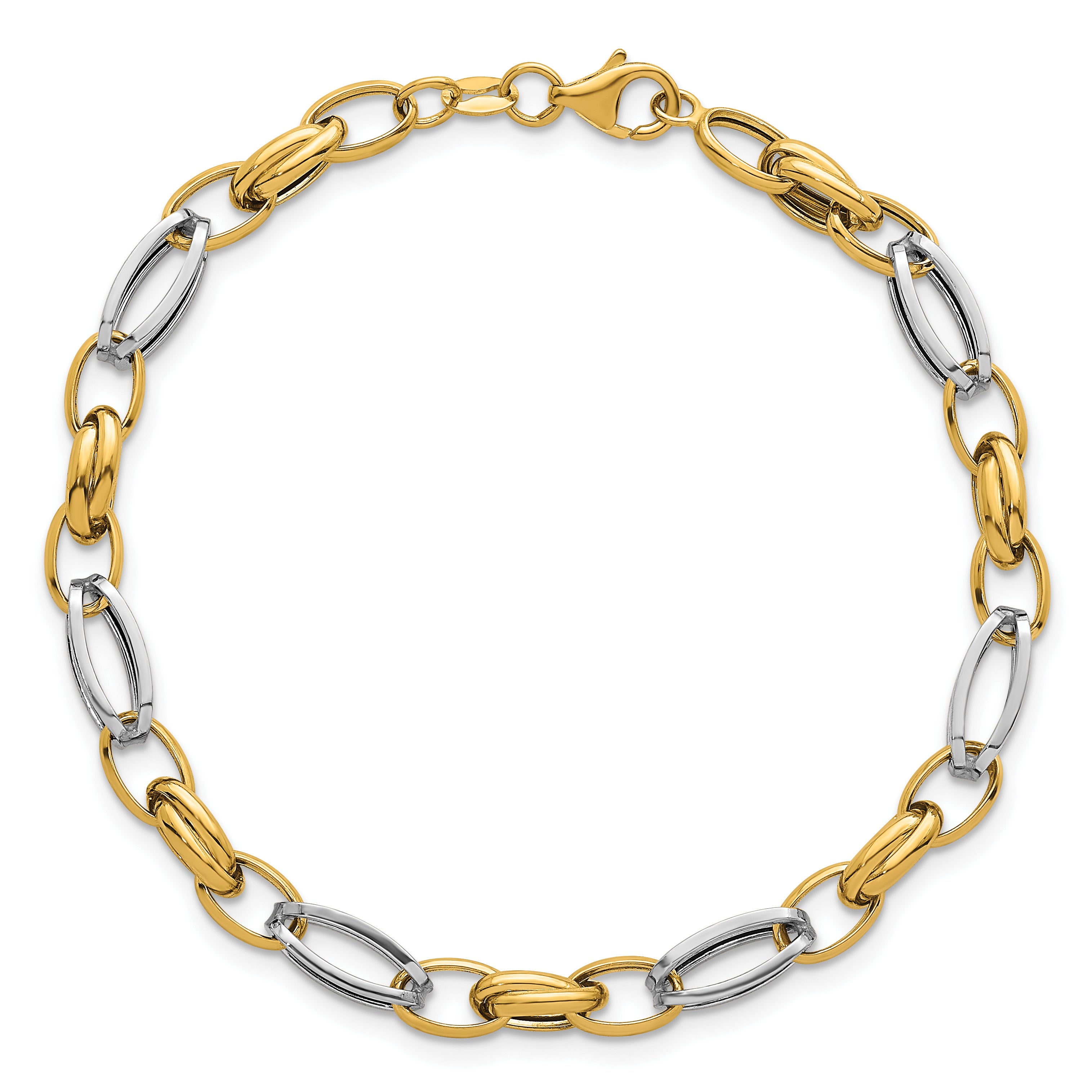 14K Yellow Gold Polished Link Bracelet, 7.5 in