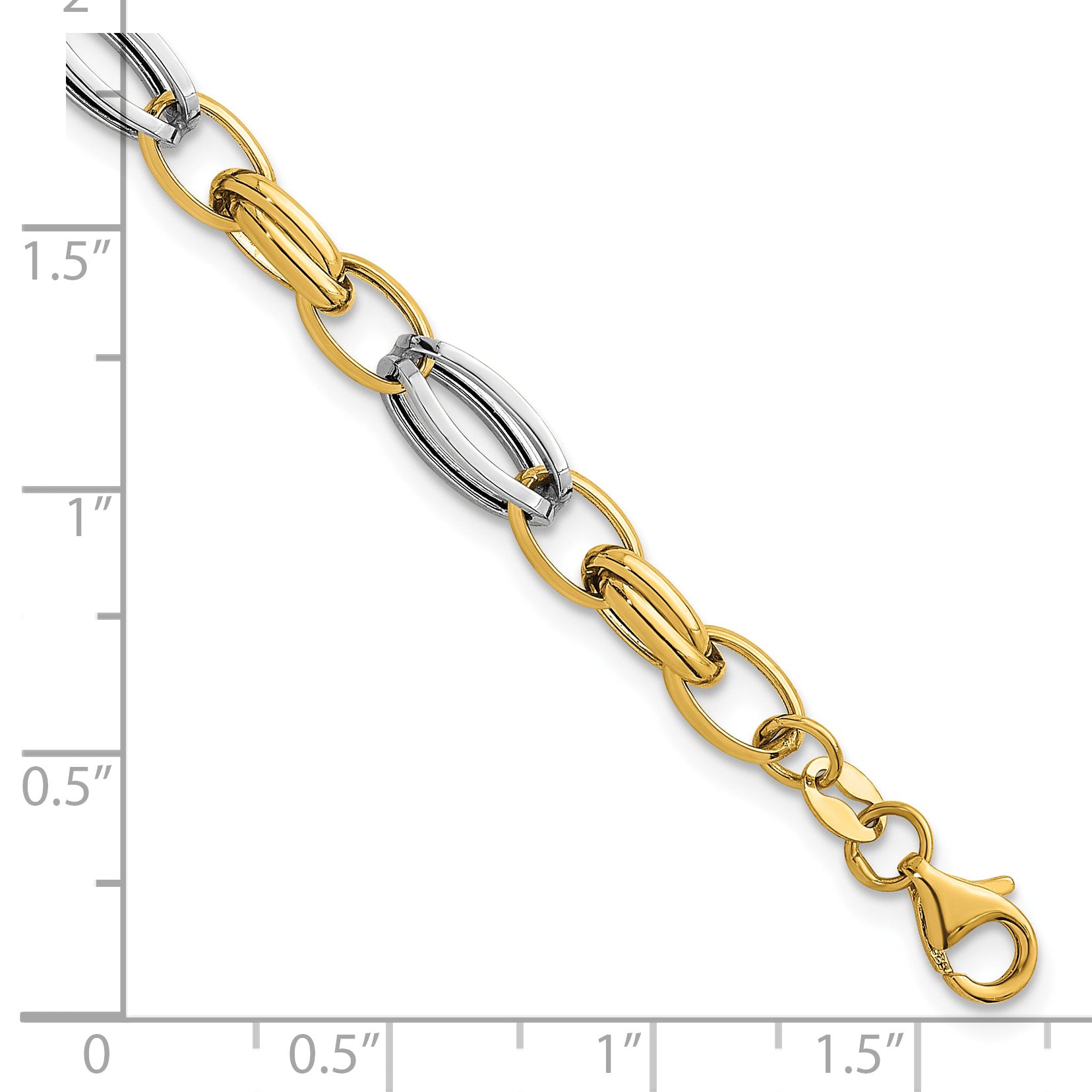 14K Yellow Gold Polished Link Bracelet, 7.5 in