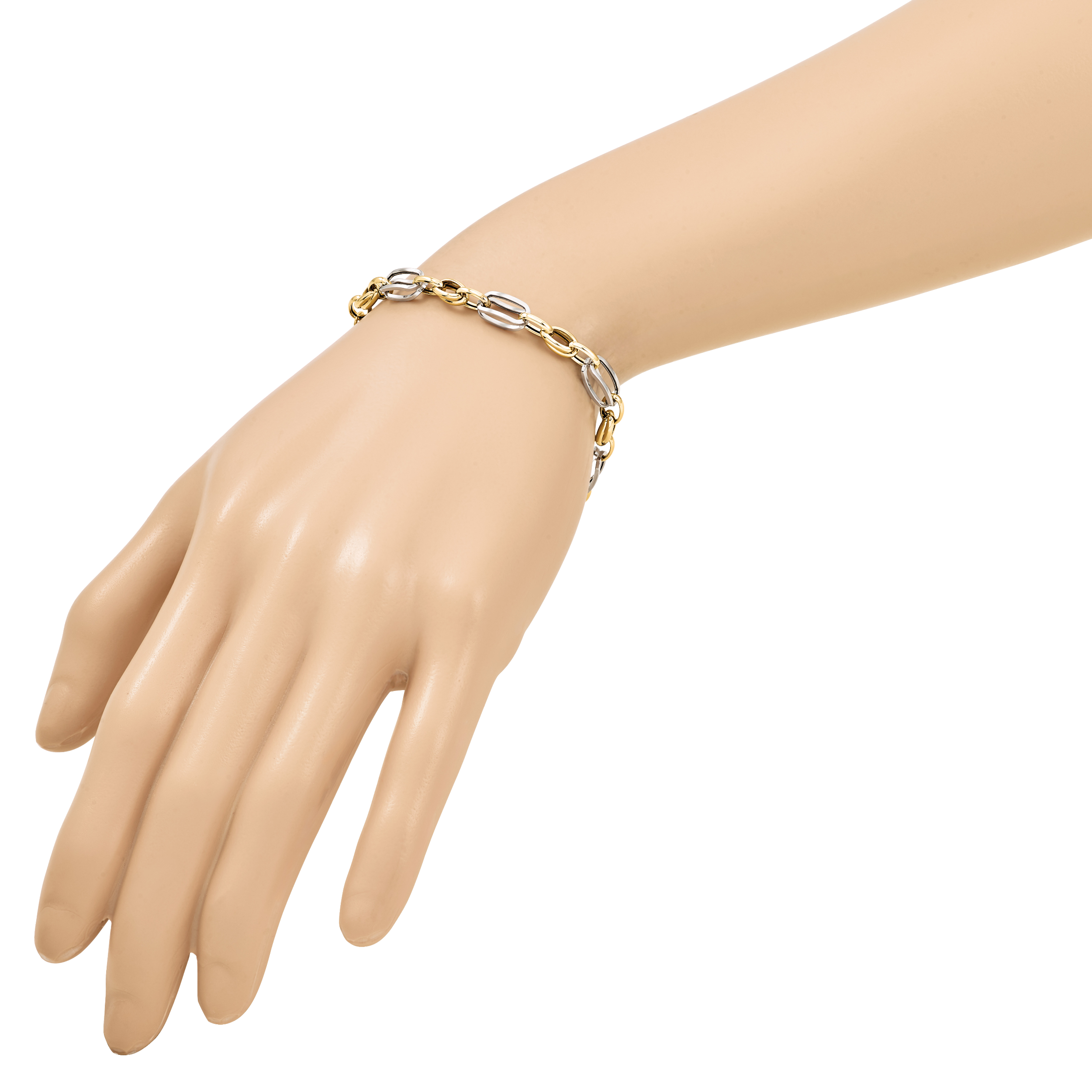 14K Yellow Gold Polished Link Bracelet, 7.5 in
