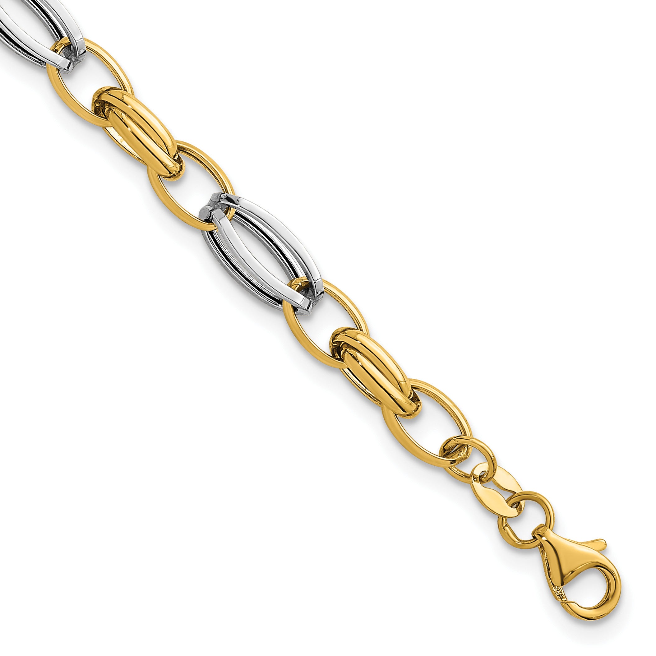 14K Yellow Gold Polished Link Bracelet, 7.5 in