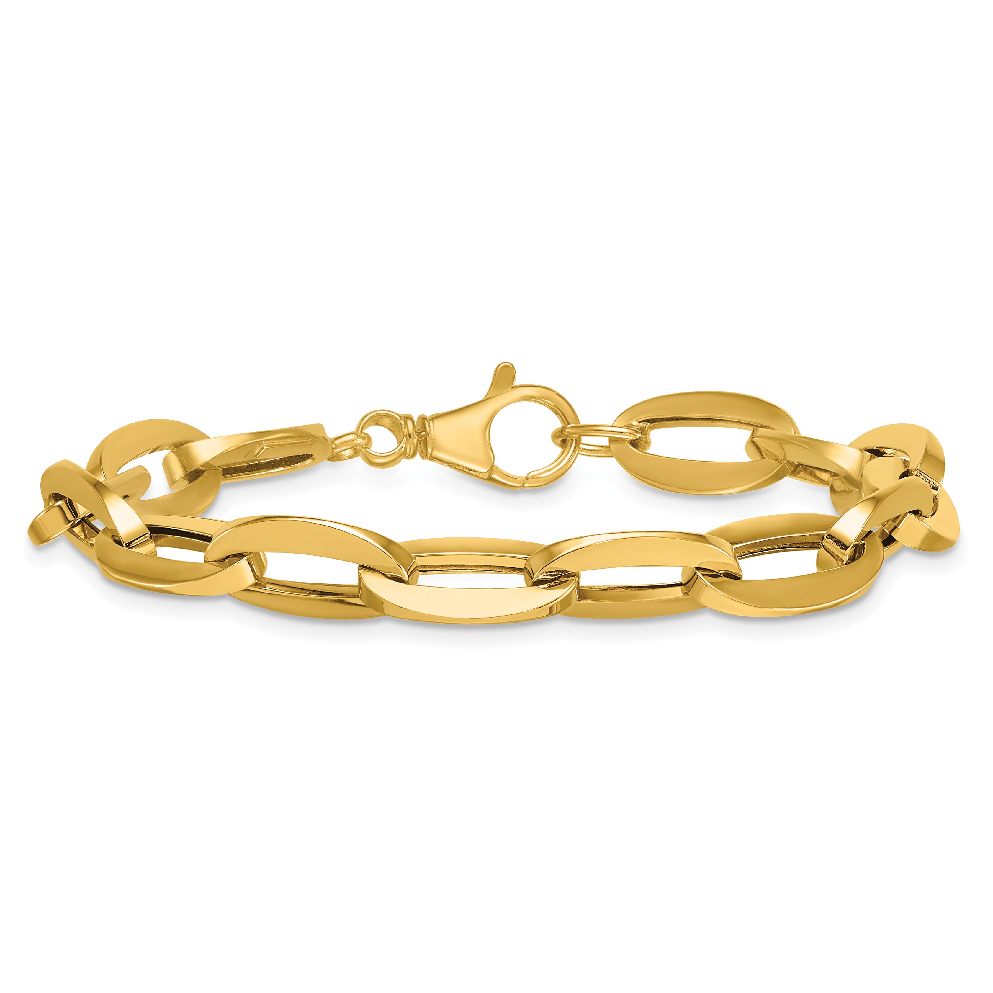 14K Yellow Gold Polished Link Bracelet, 7.5 in