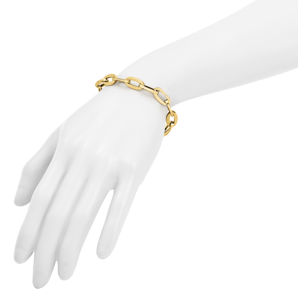 14K Yellow Gold Polished Link Bracelet, 7.5 in