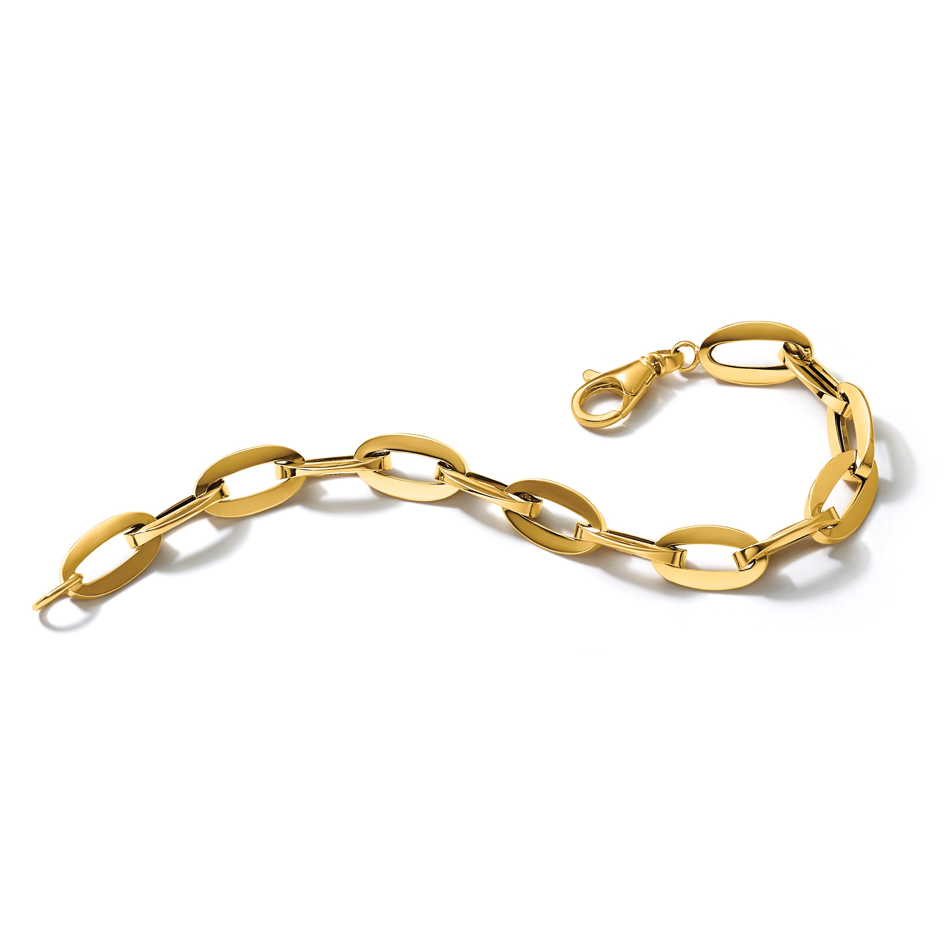 14K Yellow Gold Polished Link Bracelet, 7.5 in