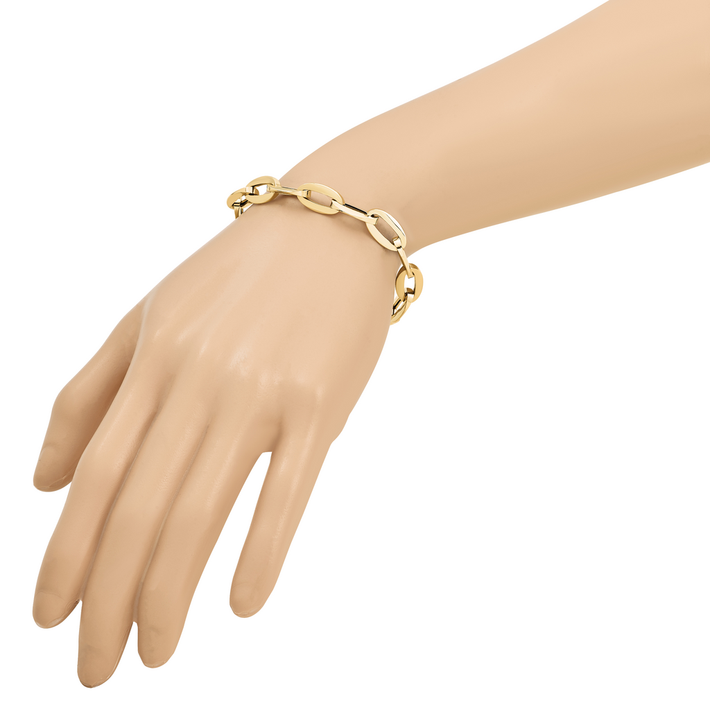 14K Yellow Gold Polished Link Bracelet, 7.5 in