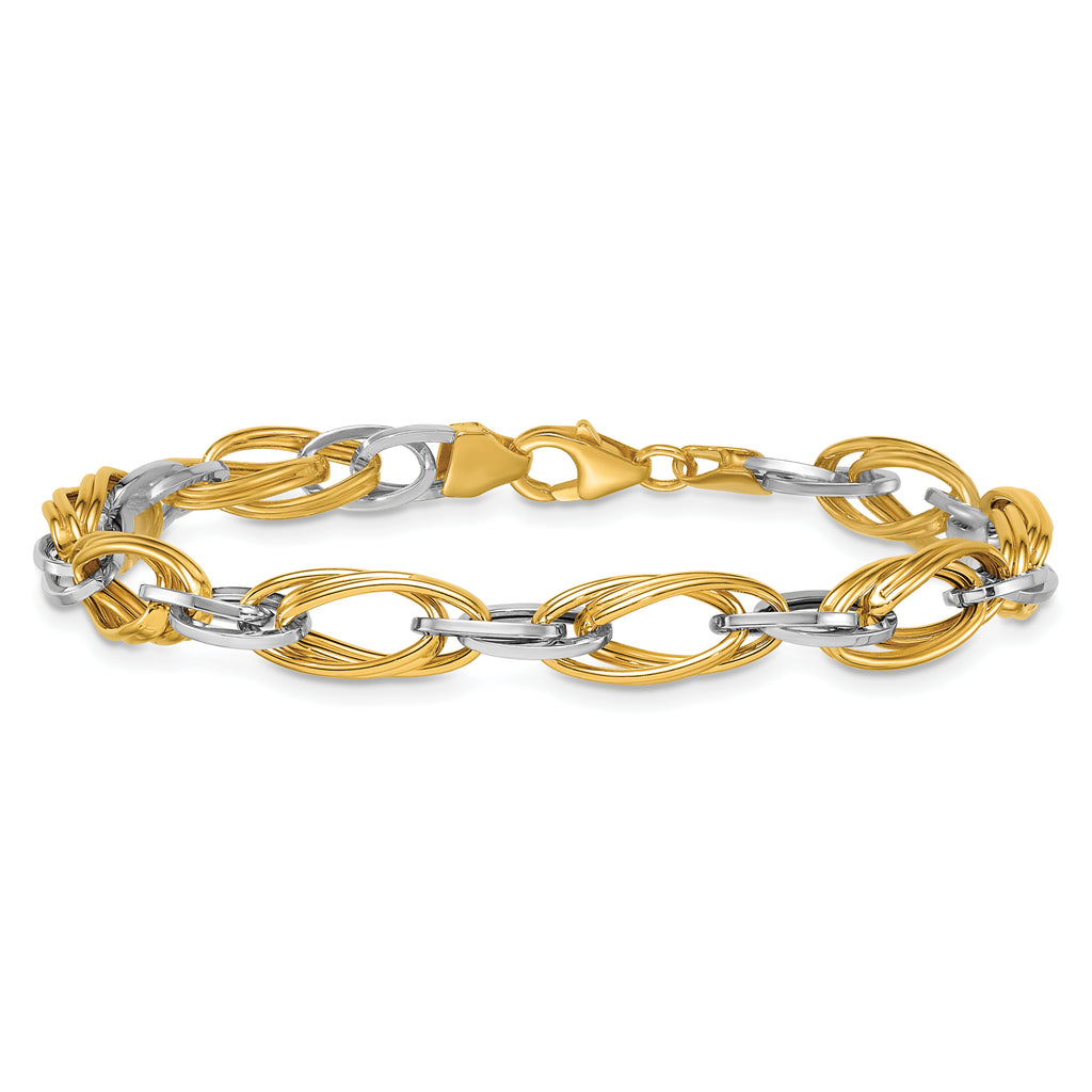 14K Two-Tone Gold Two-Tone Bracelet, 7 in