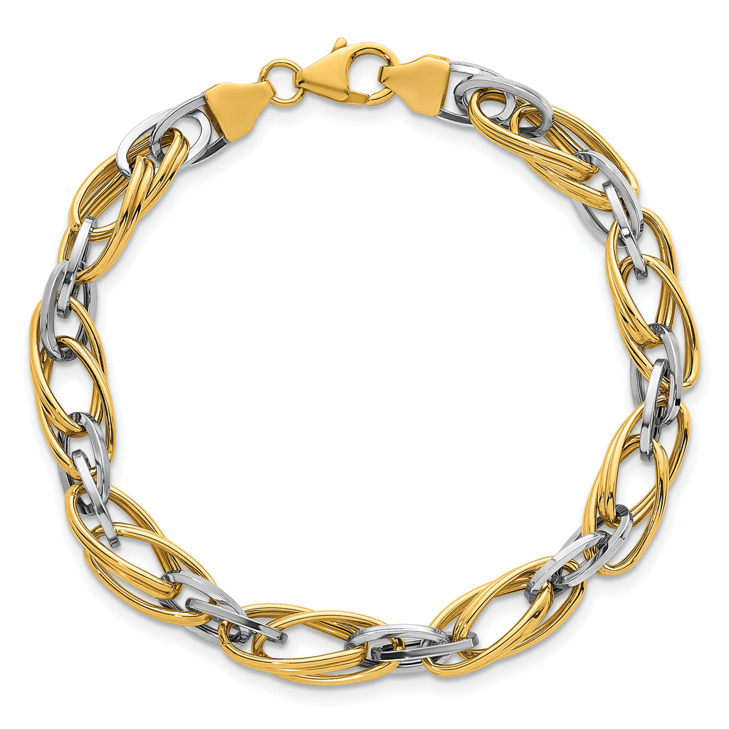14K Two-Tone Gold Two-Tone Bracelet, 7 in