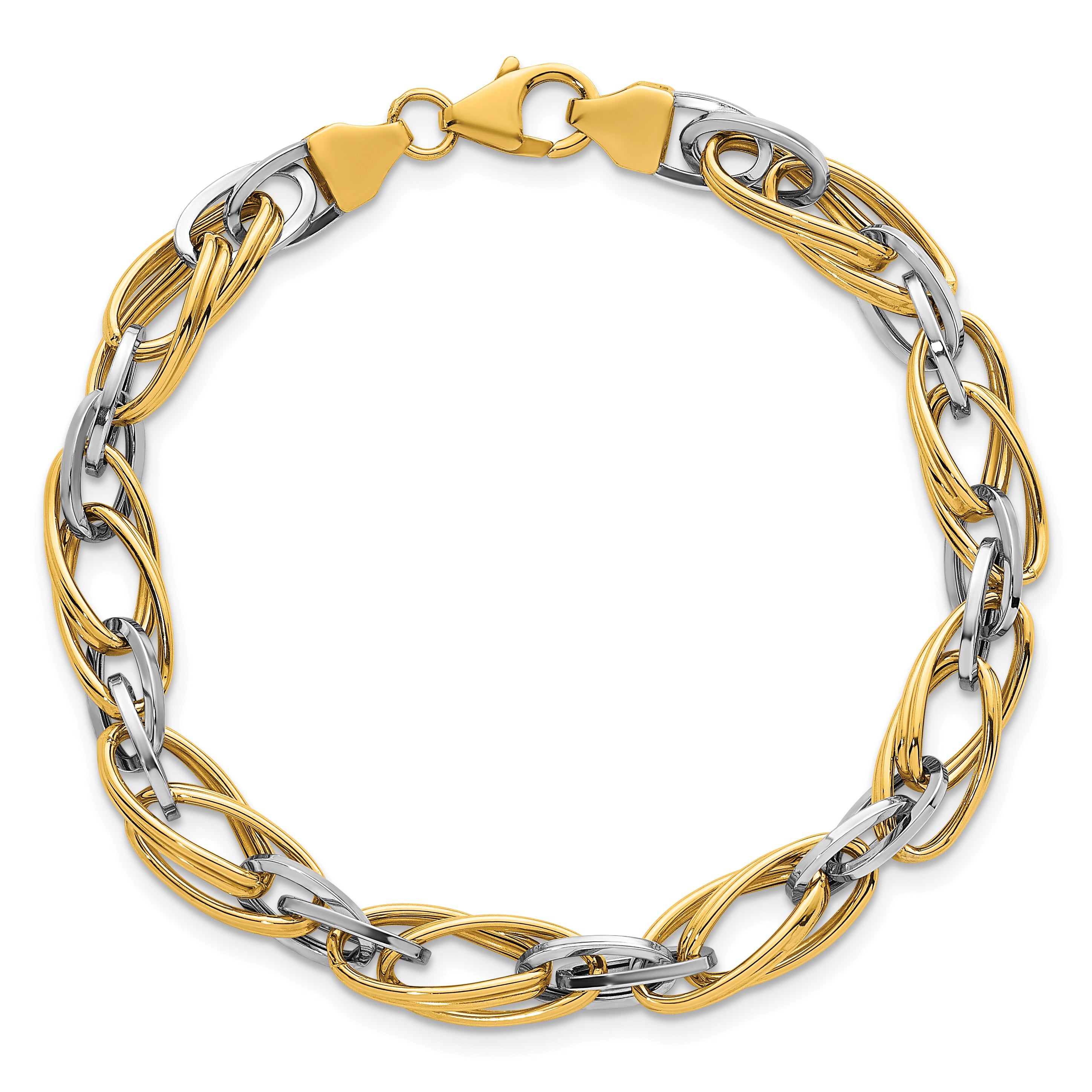 14K Two-Tone Gold Two-Tone Bracelet, 7 in