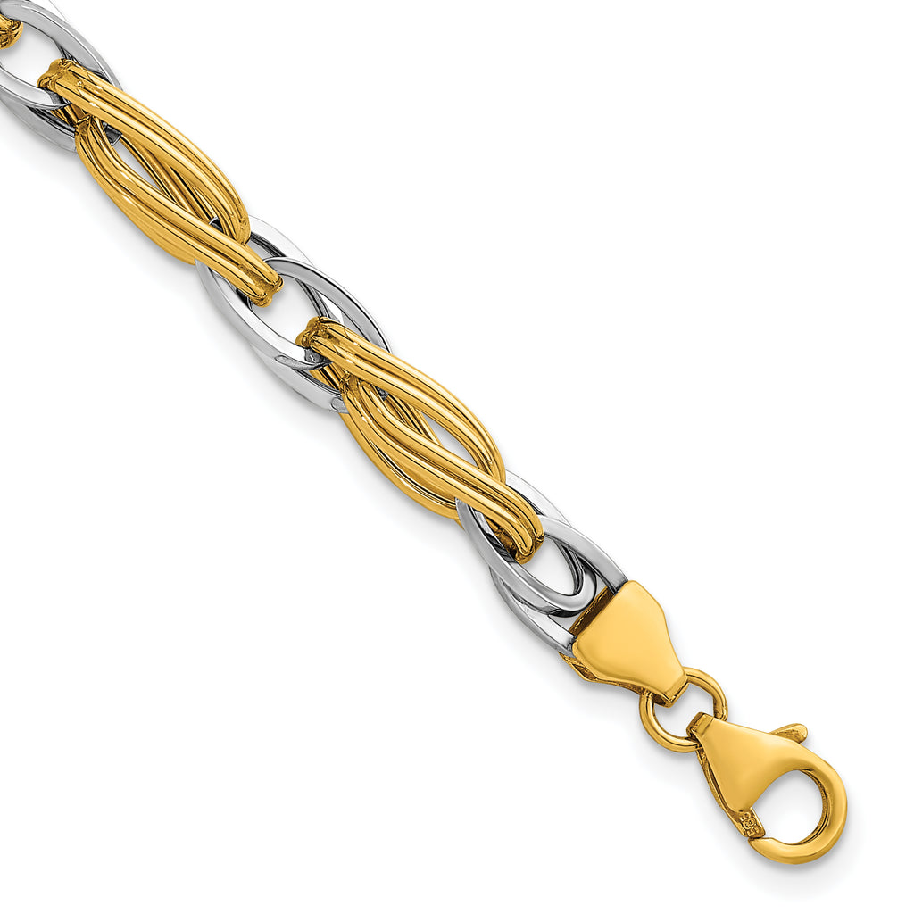 14K Two-Tone Gold Two-Tone Bracelet, 7 in