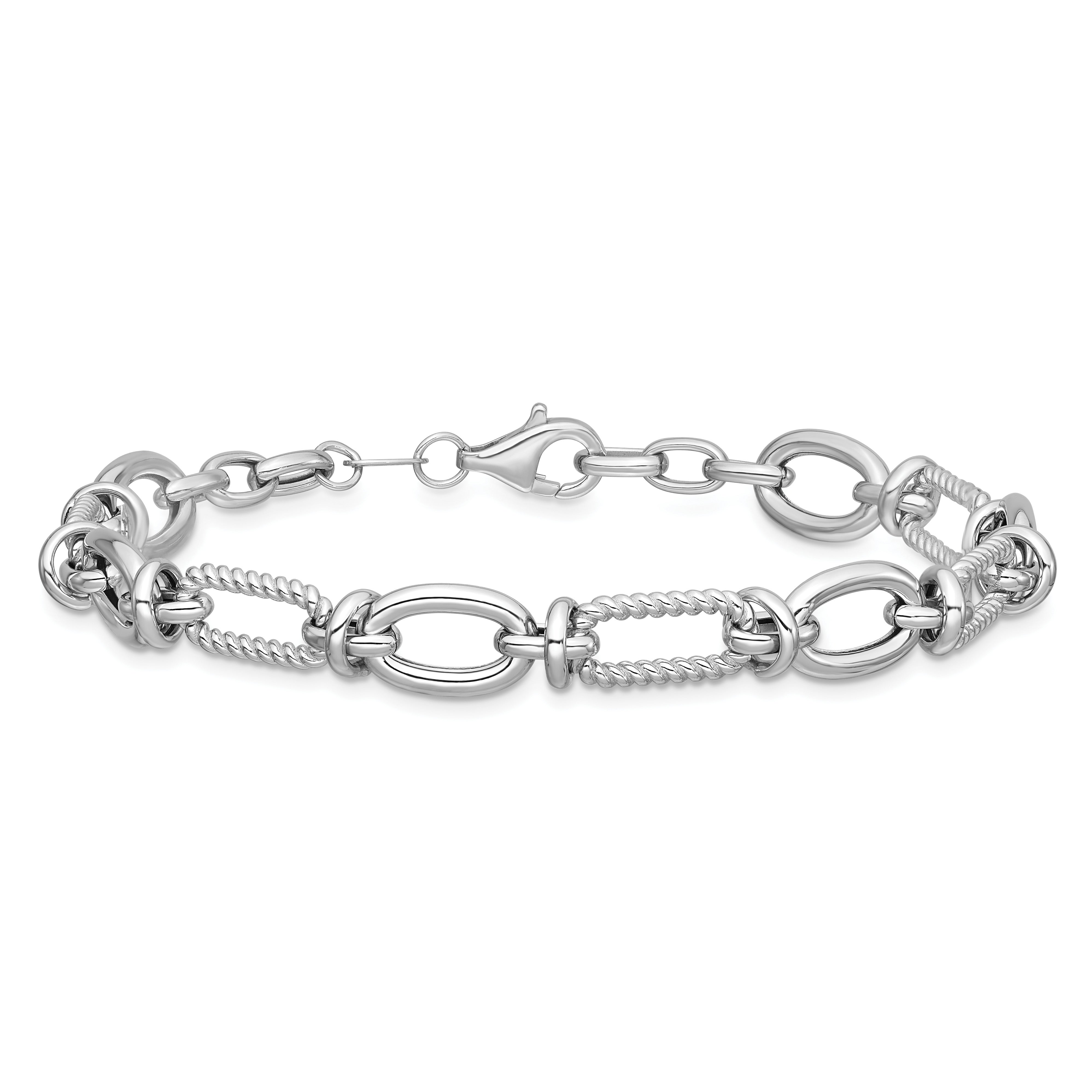 14K White Gold Twisted Link Bracelet, 7.5 in Secondary image