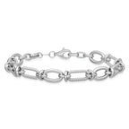 14K White Gold Twisted Link Bracelet, 7.5 in