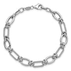 14K White Gold Twisted Link Bracelet, 7.5 in