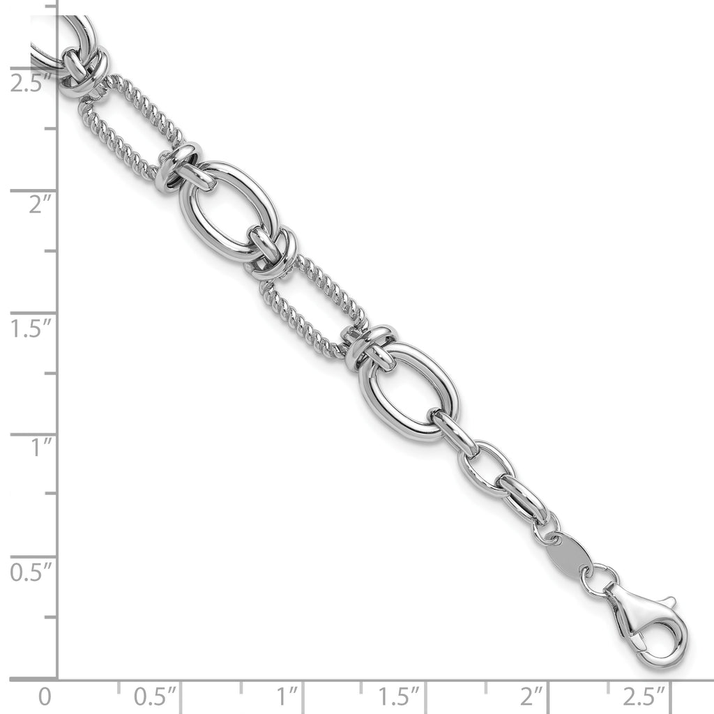 14K White Gold Twisted Link Bracelet, 7.5 in