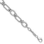 14K White Gold Twisted Link Bracelet, 7.5 in