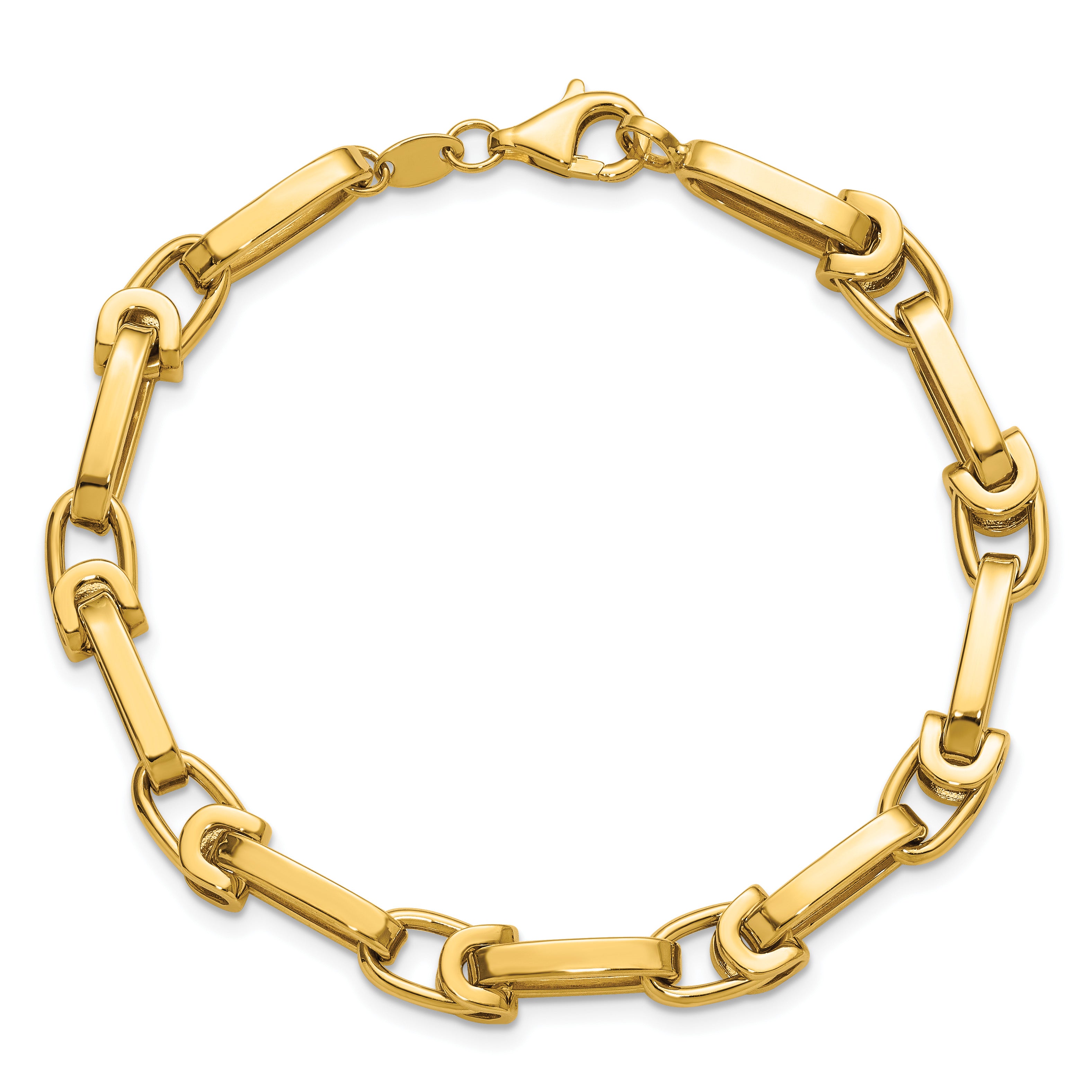 14K Yellow Gold Polished Link Bracelet, 7.5 in