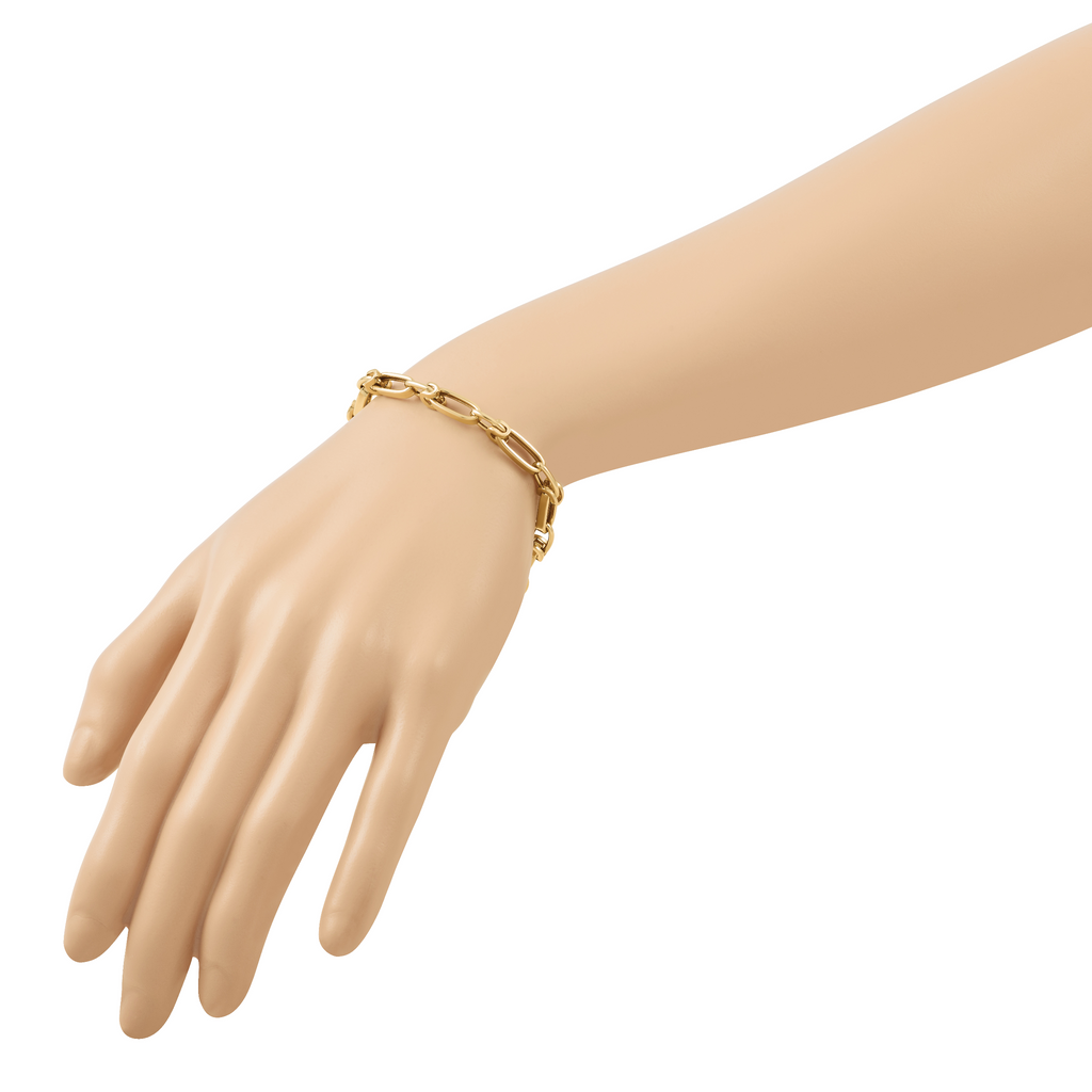14K Yellow Gold Polished Link Bracelet, 7.5 in