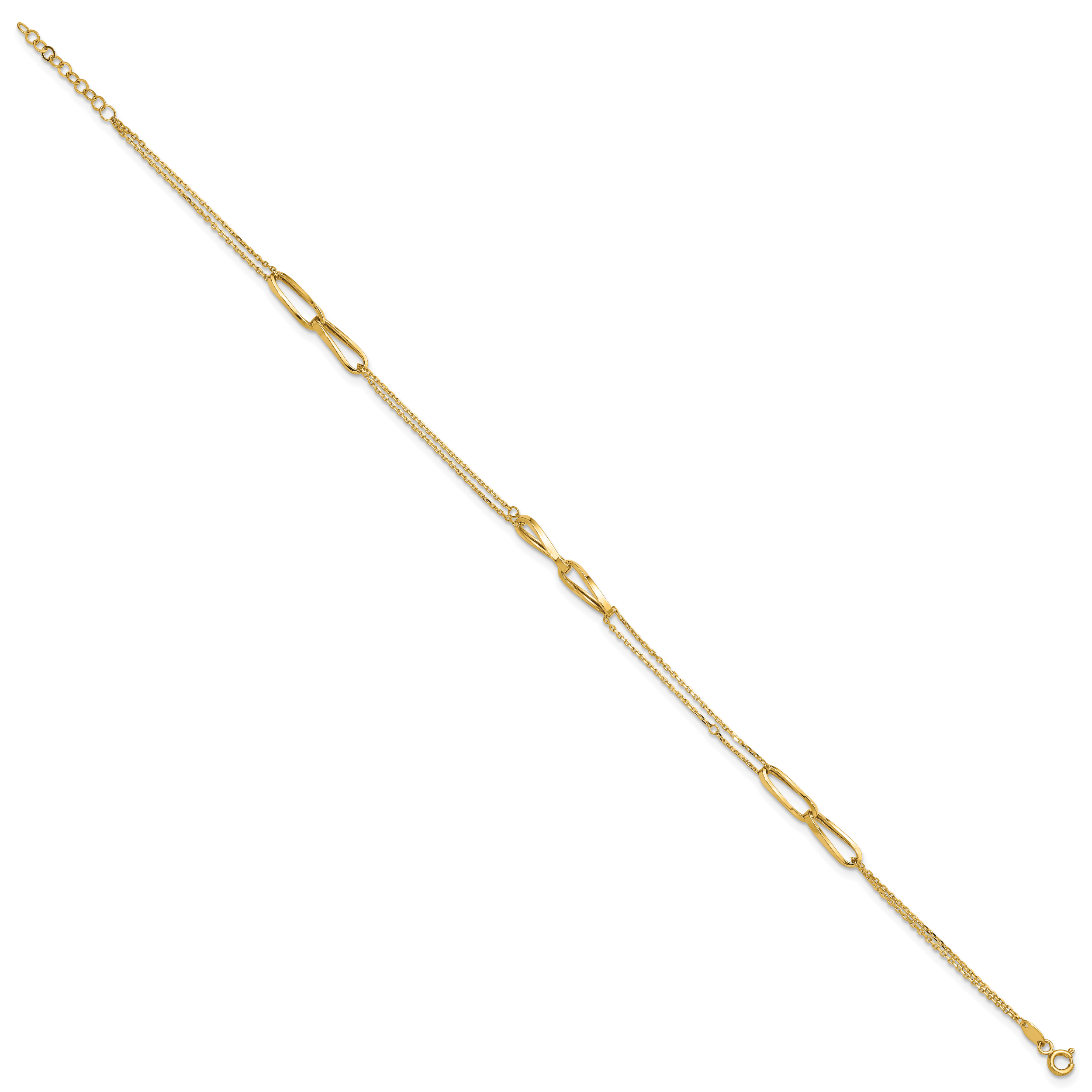 14K Yellow Gold Polished Anklet, 11 in Secondary image