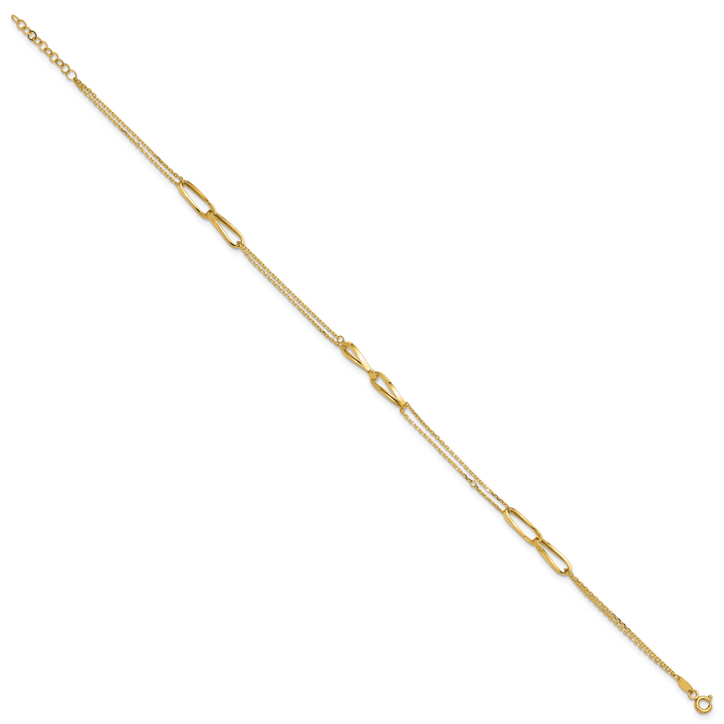 14K Yellow Gold Polished Anklet, 11 in