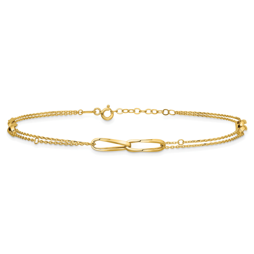 14K Yellow Gold Polished Anklet, 11 in