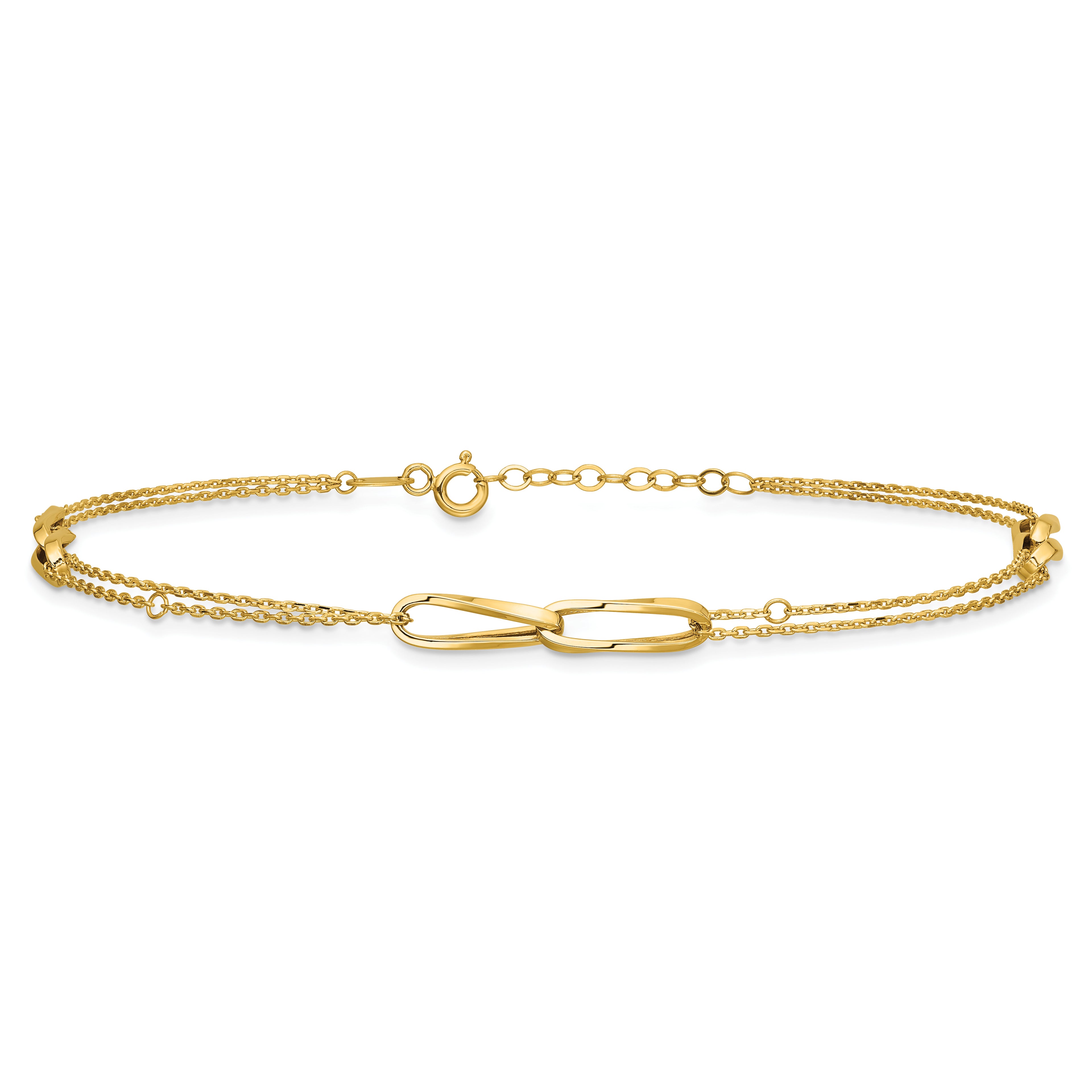 14K Yellow Gold Polished Anklet, 11 in