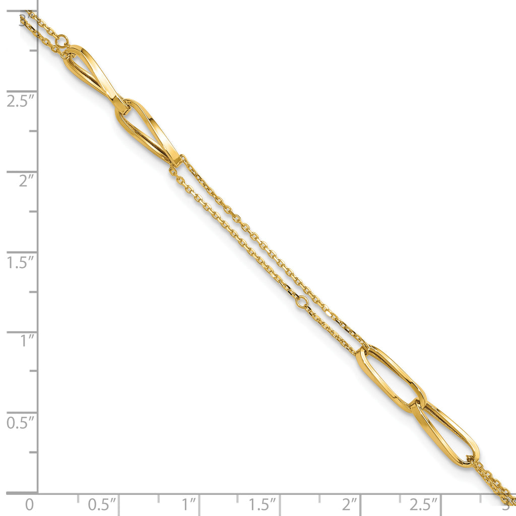 14K Yellow Gold Polished Anklet, 11 in