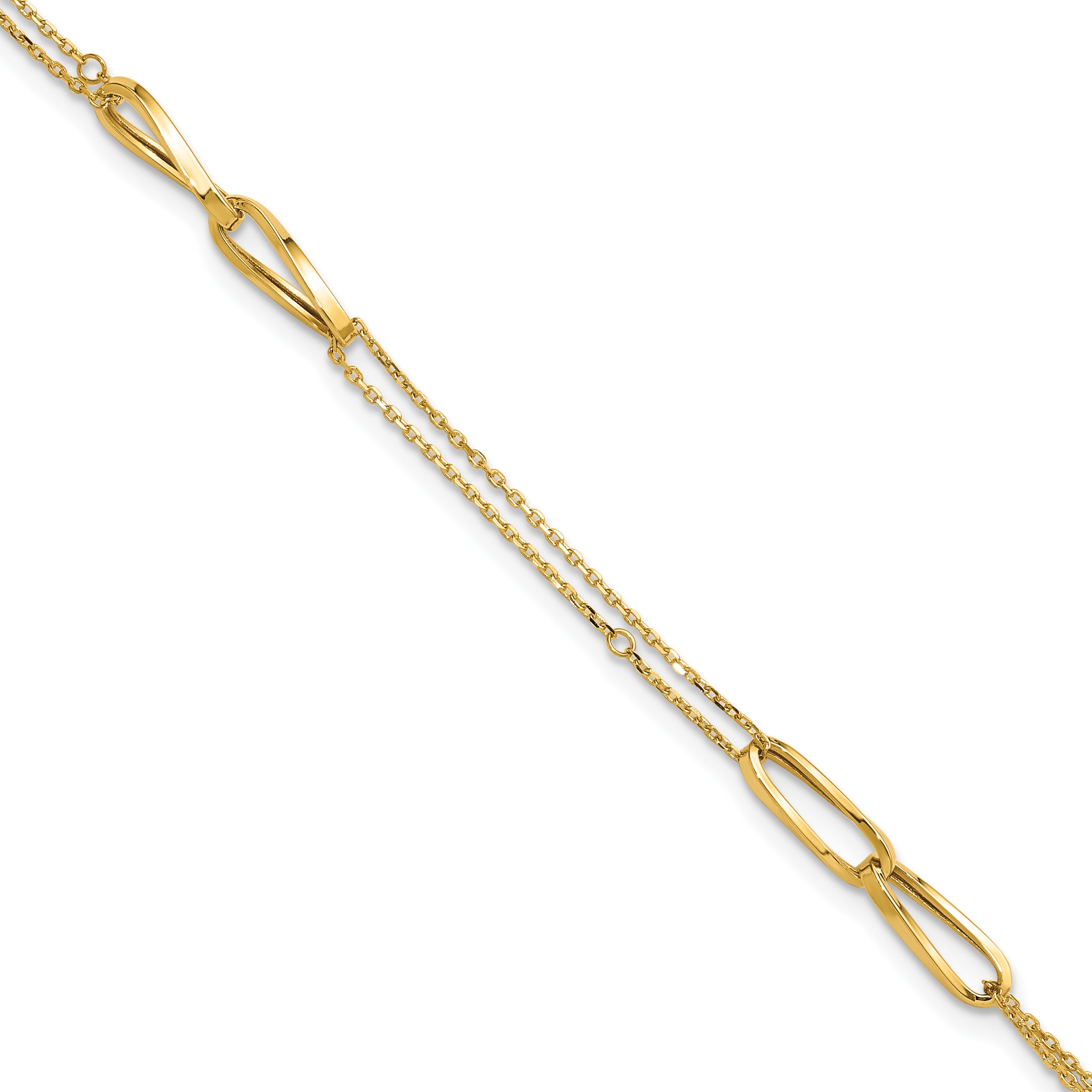 14K Yellow Gold Polished Anklet, 11 in