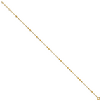 14K Yellow Gold Beaded Anklet, 11 in